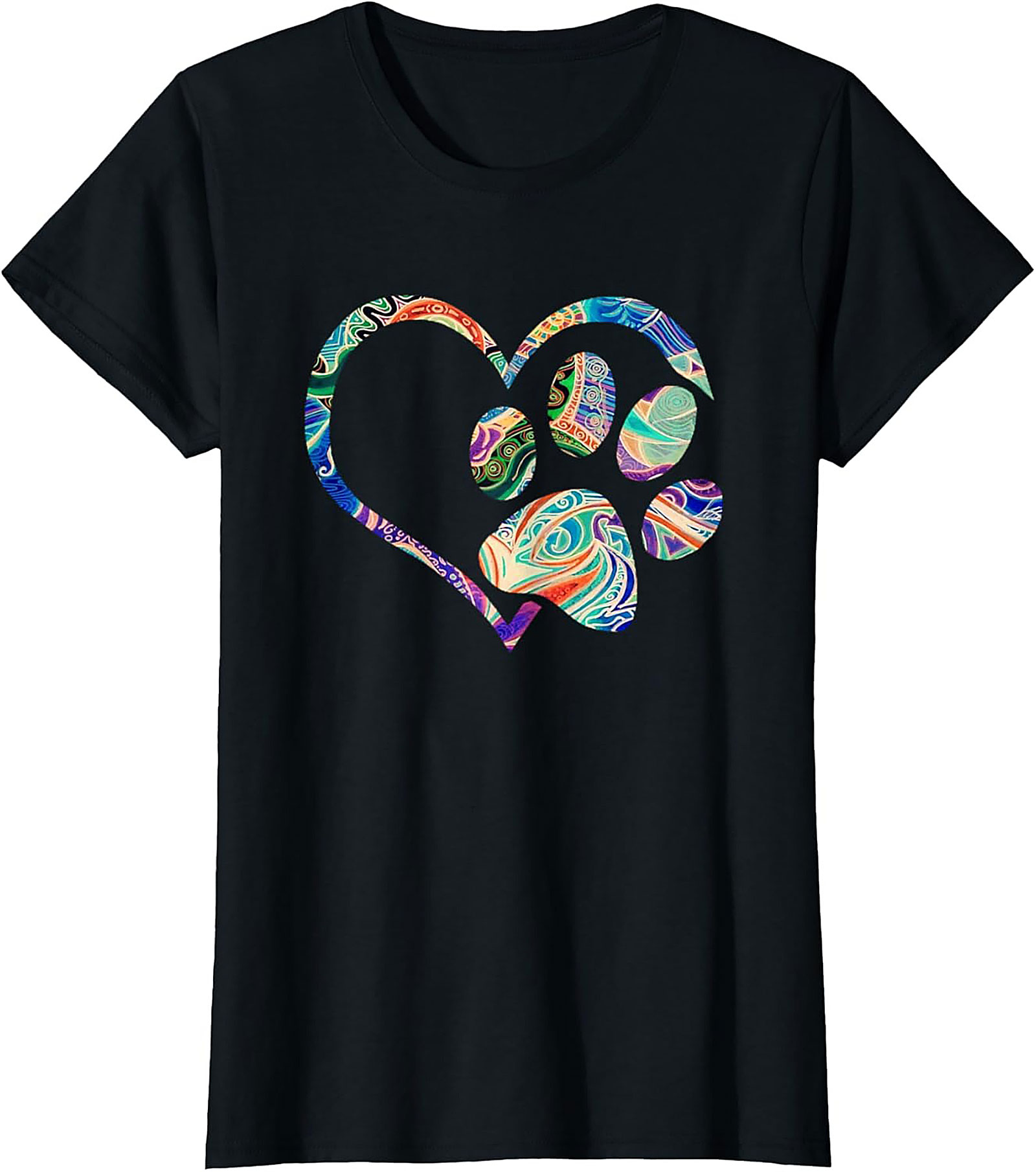 Boho Paw Print T-shirt: Artistic Dog Lover Graphic Tee