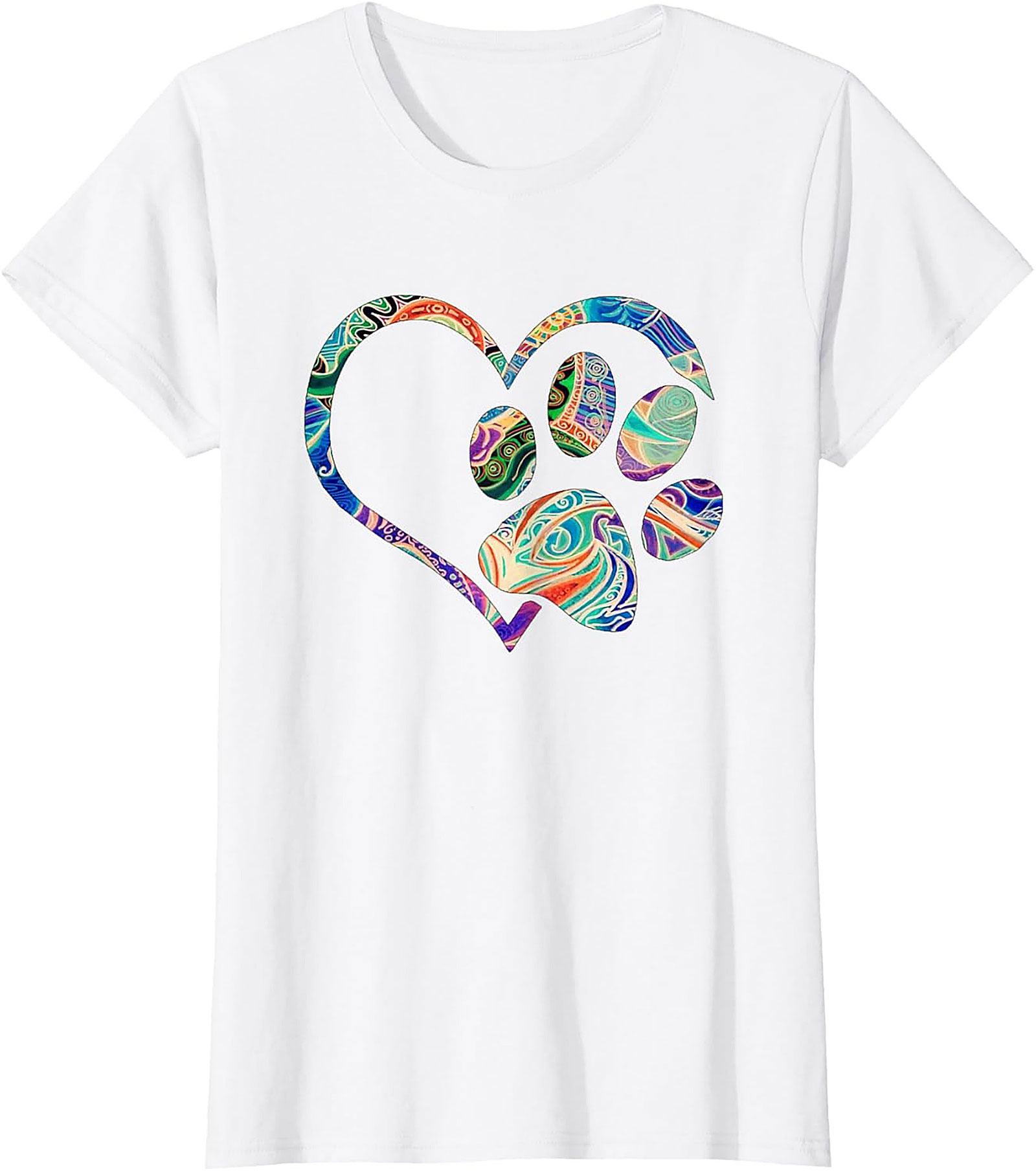 Boho Paw Print T-shirt: Artistic Dog Lover Graphic Tee