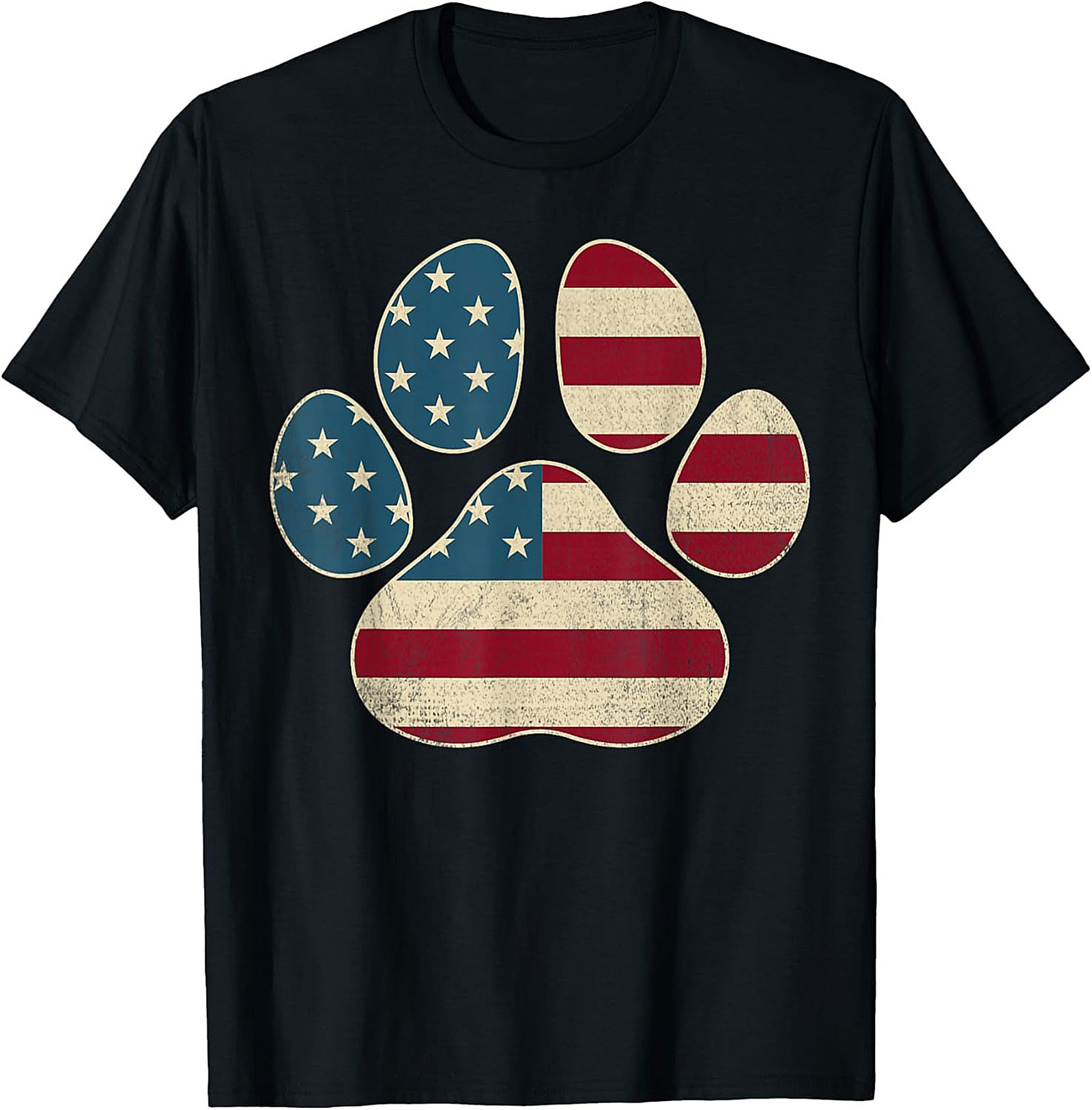 Vintage American Flag Paw Print Graphic Tee: Patriotic Dog Lover Unisex Shirt