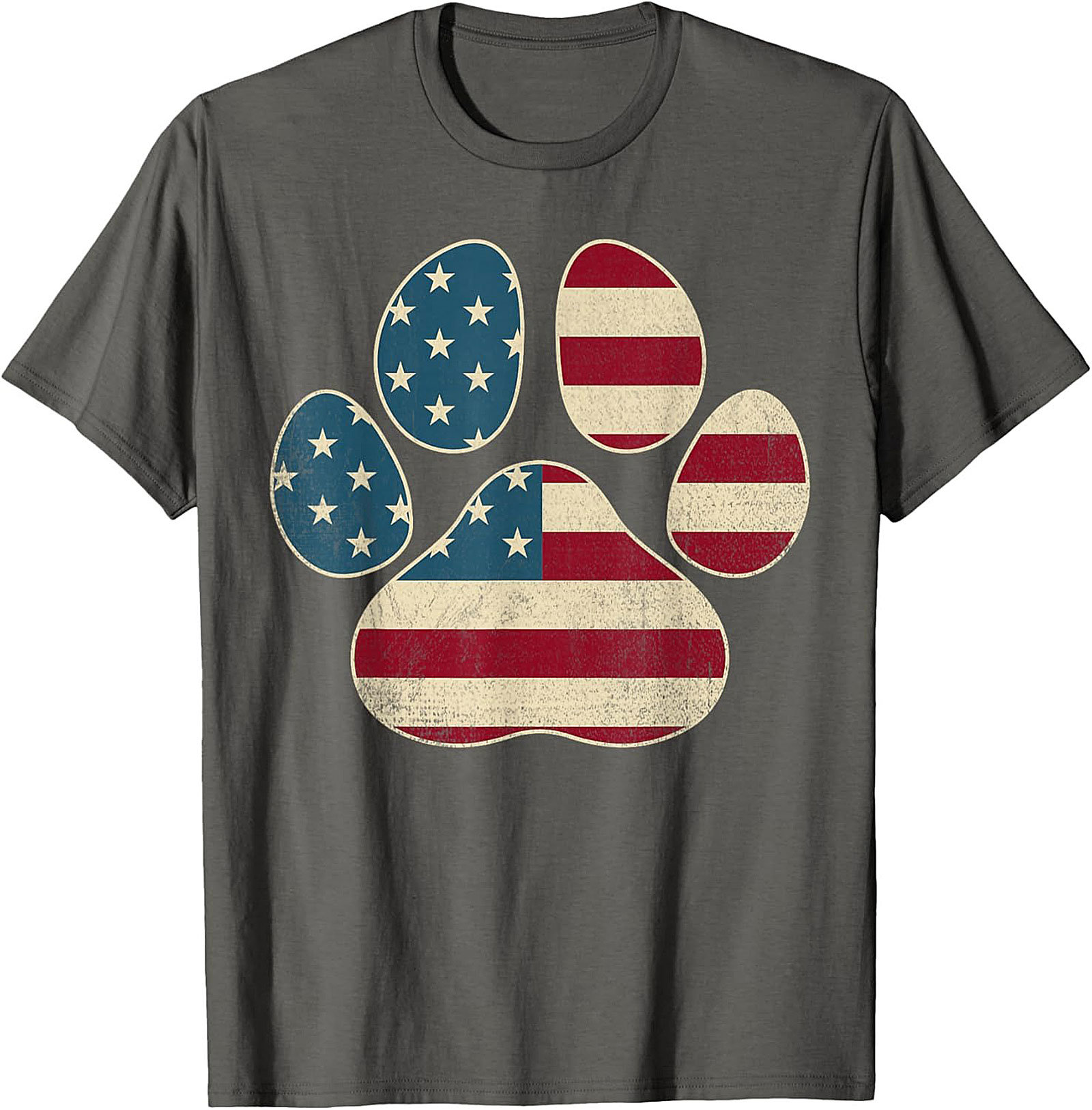 Vintage American Flag Paw Print Graphic Tee: Patriotic Dog Lover Unisex Shirt