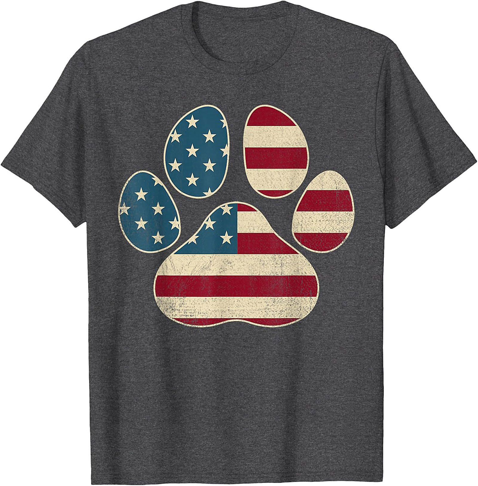 Vintage American Flag Paw Print Graphic Tee: Patriotic Dog Lover Unisex Shirt
