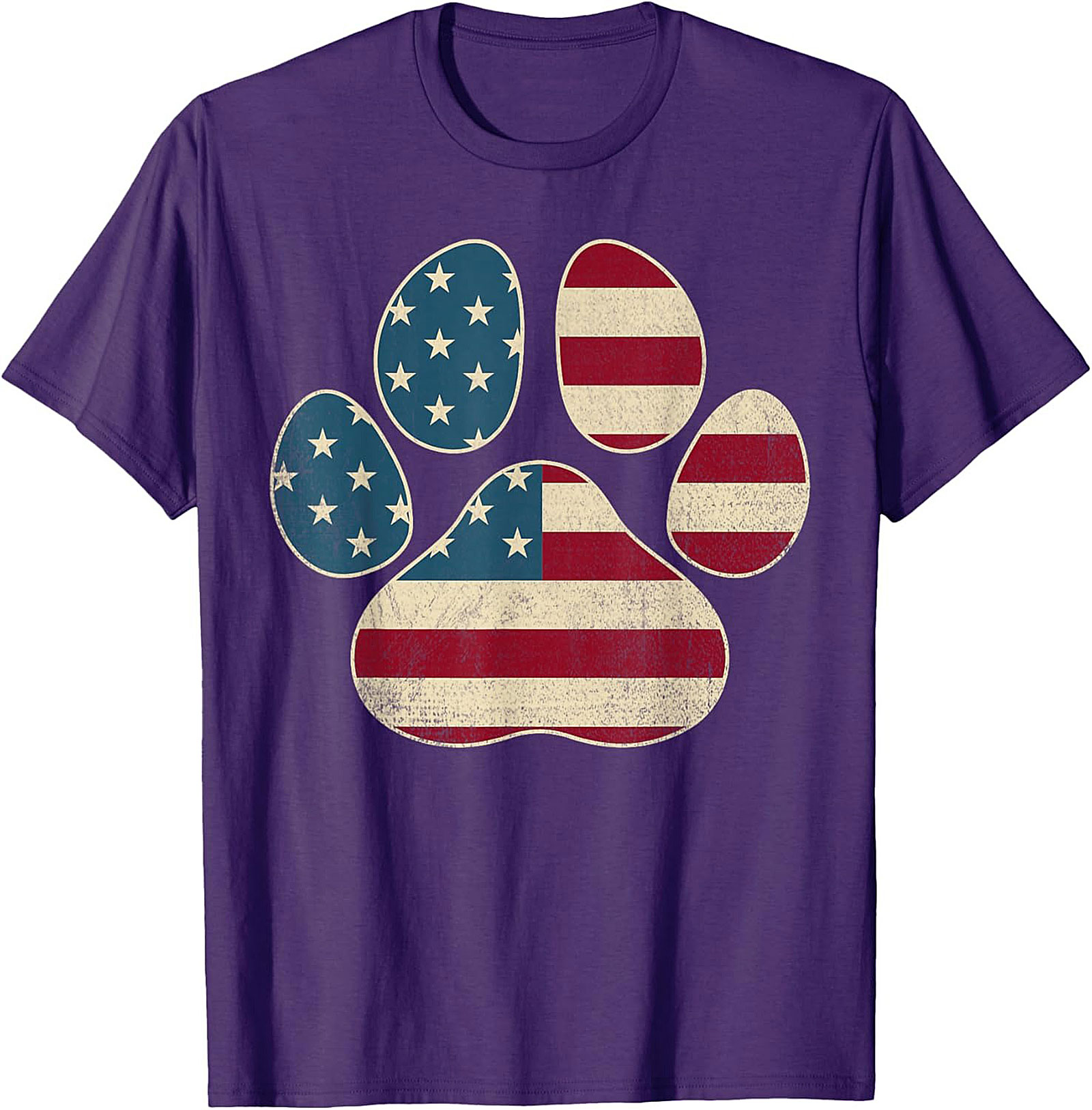 Vintage American Flag Paw Print Graphic Tee: Patriotic Dog Lover Unisex Shirt