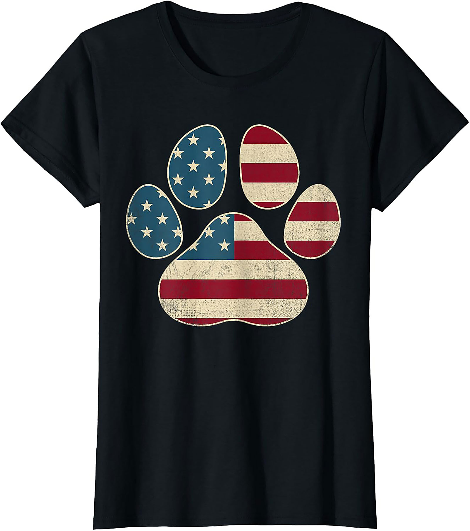 Vintage American Flag Paw Print Graphic Tee: Patriotic Dog Lover Unisex Shirt