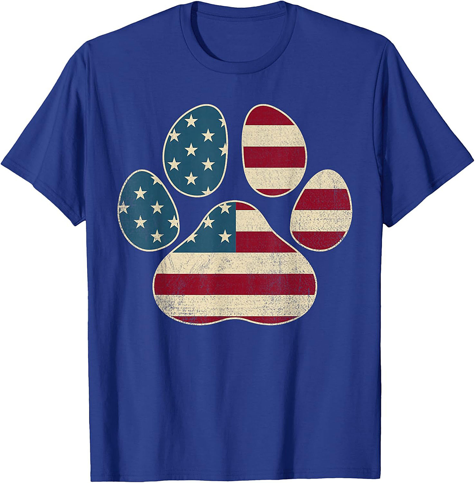 Vintage American Flag Paw Print Graphic Tee: Patriotic Dog Lover Unisex Shirt