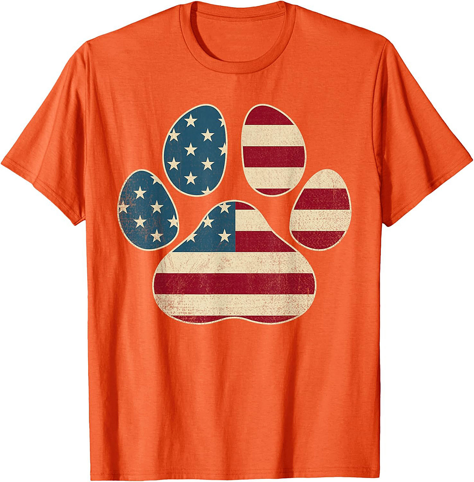 Vintage American Flag Paw Print Graphic Tee: Patriotic Dog Lover Unisex Shirt