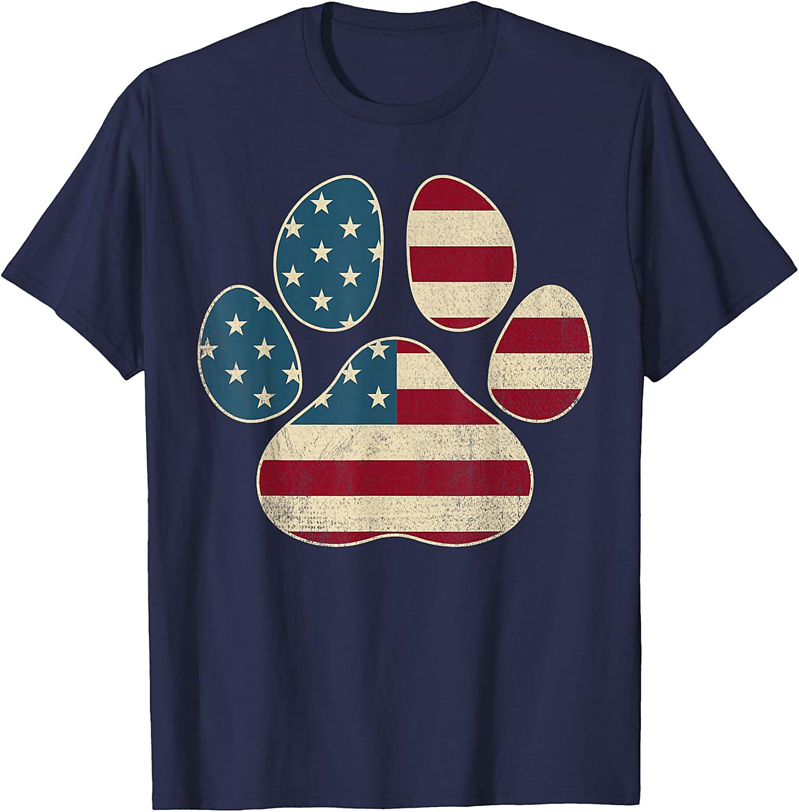 Vintage American Flag Paw Print Graphic Tee: Patriotic Dog Lover Unisex Shirt