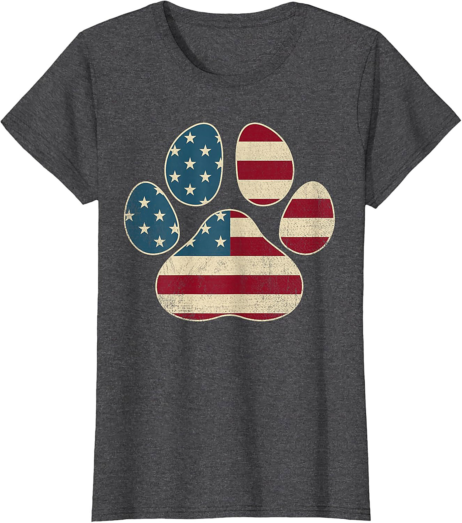 Vintage American Flag Paw Print Graphic Tee: Patriotic Dog Lover Unisex Shirt