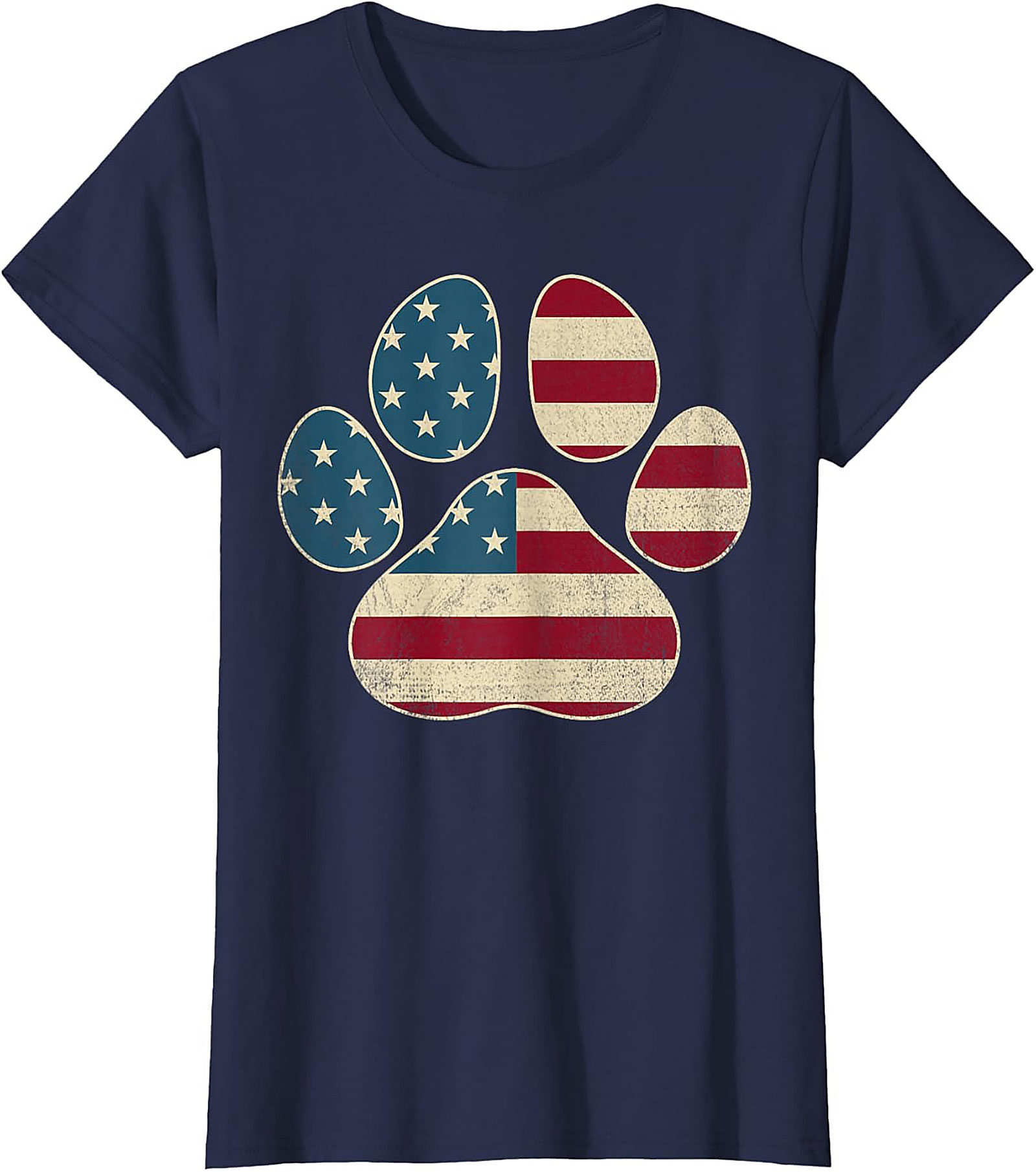 Vintage American Flag Paw Print Graphic Tee: Patriotic Dog Lover Unisex Shirt