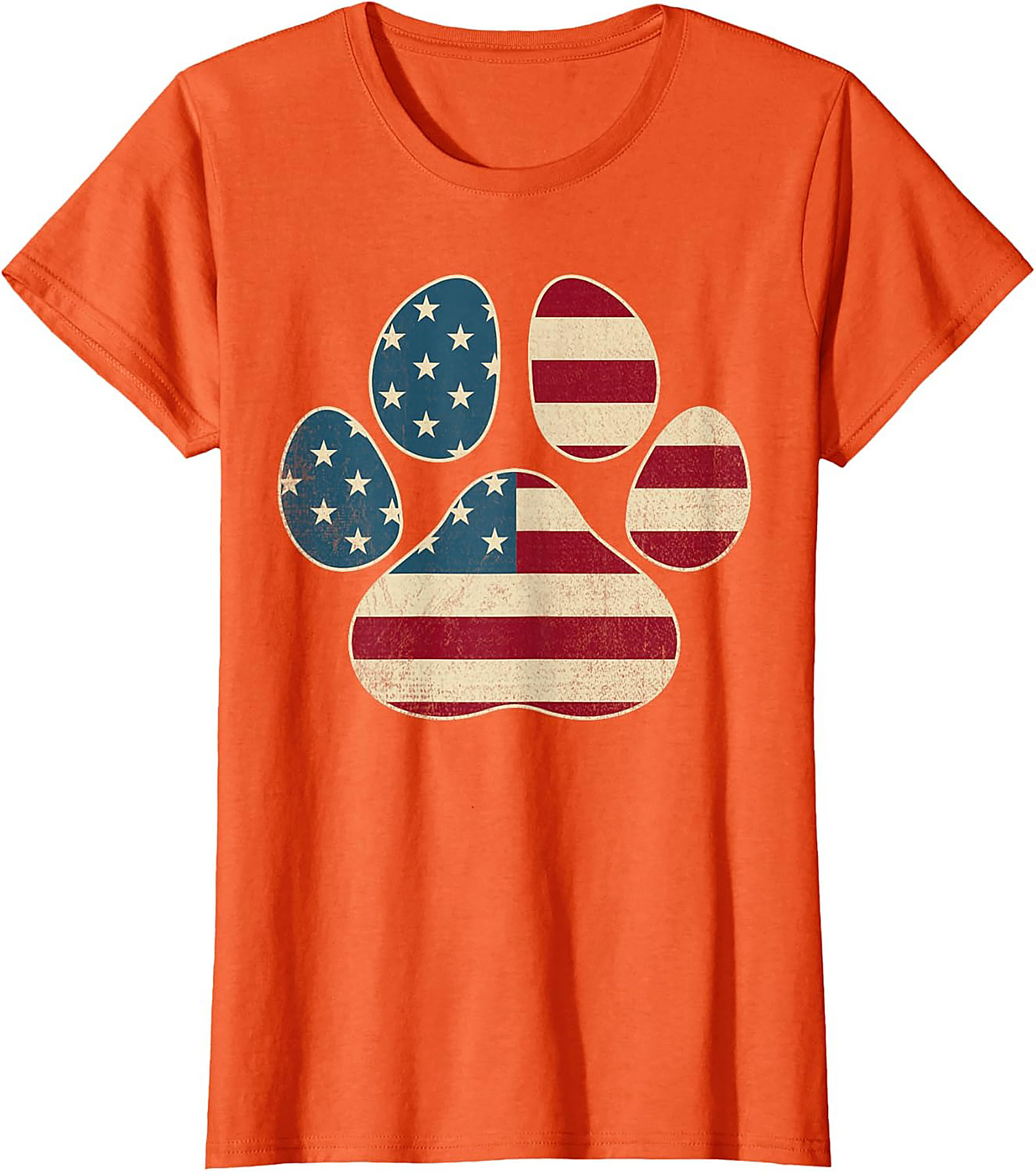 Vintage American Flag Paw Print Graphic Tee: Patriotic Dog Lover Unisex Shirt