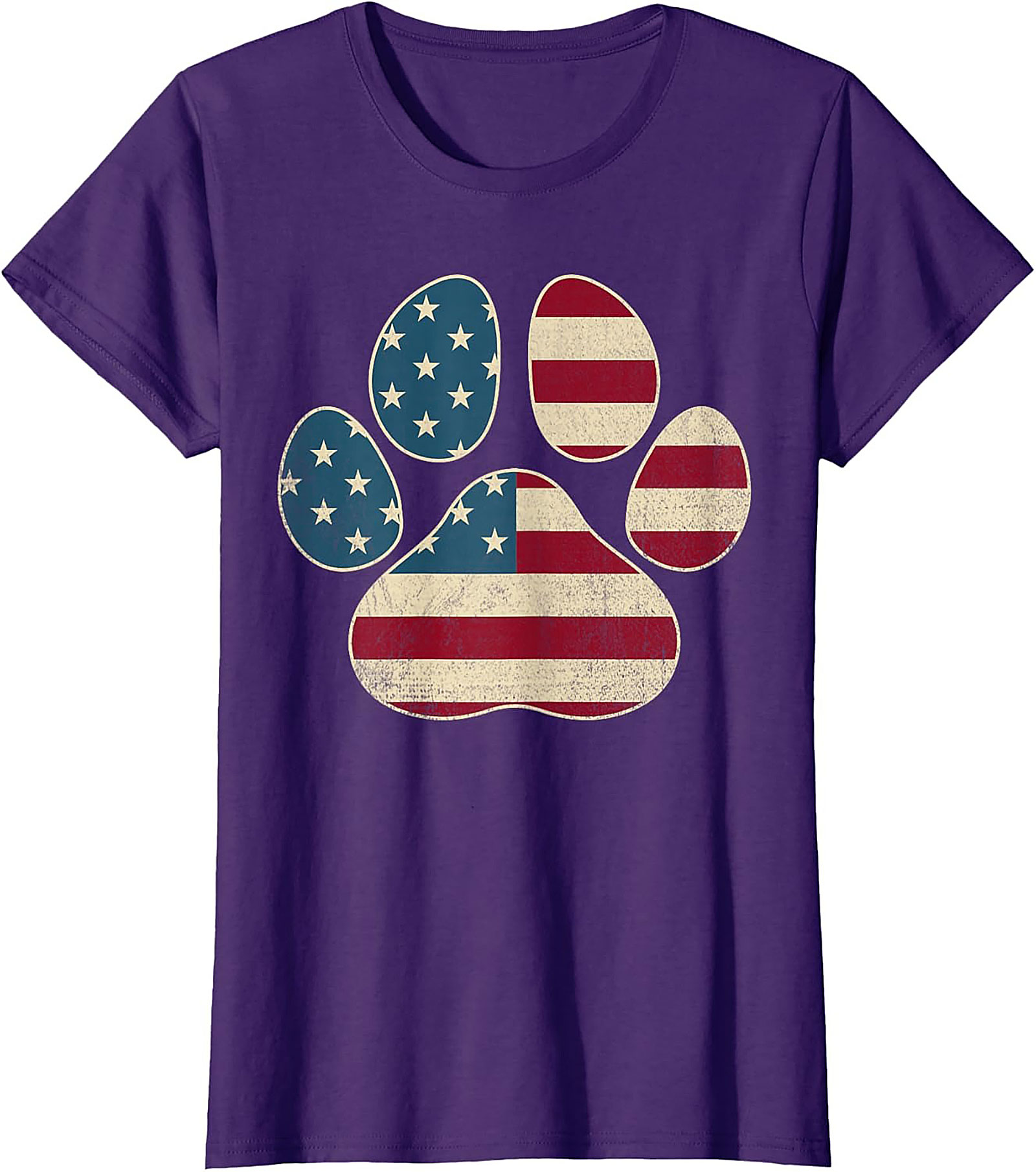 Vintage American Flag Paw Print Graphic Tee: Patriotic Dog Lover Unisex Shirt