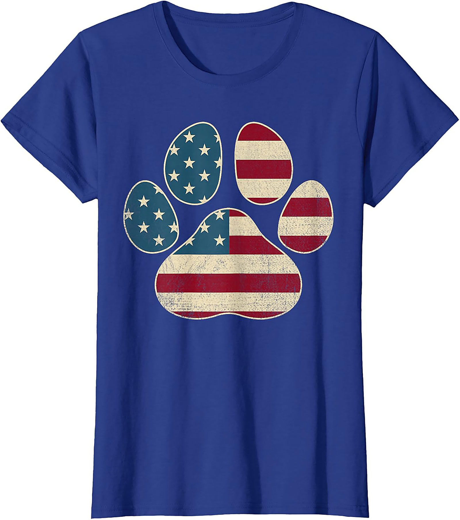 Vintage American Flag Paw Print Graphic Tee: Patriotic Dog Lover Unisex Shirt