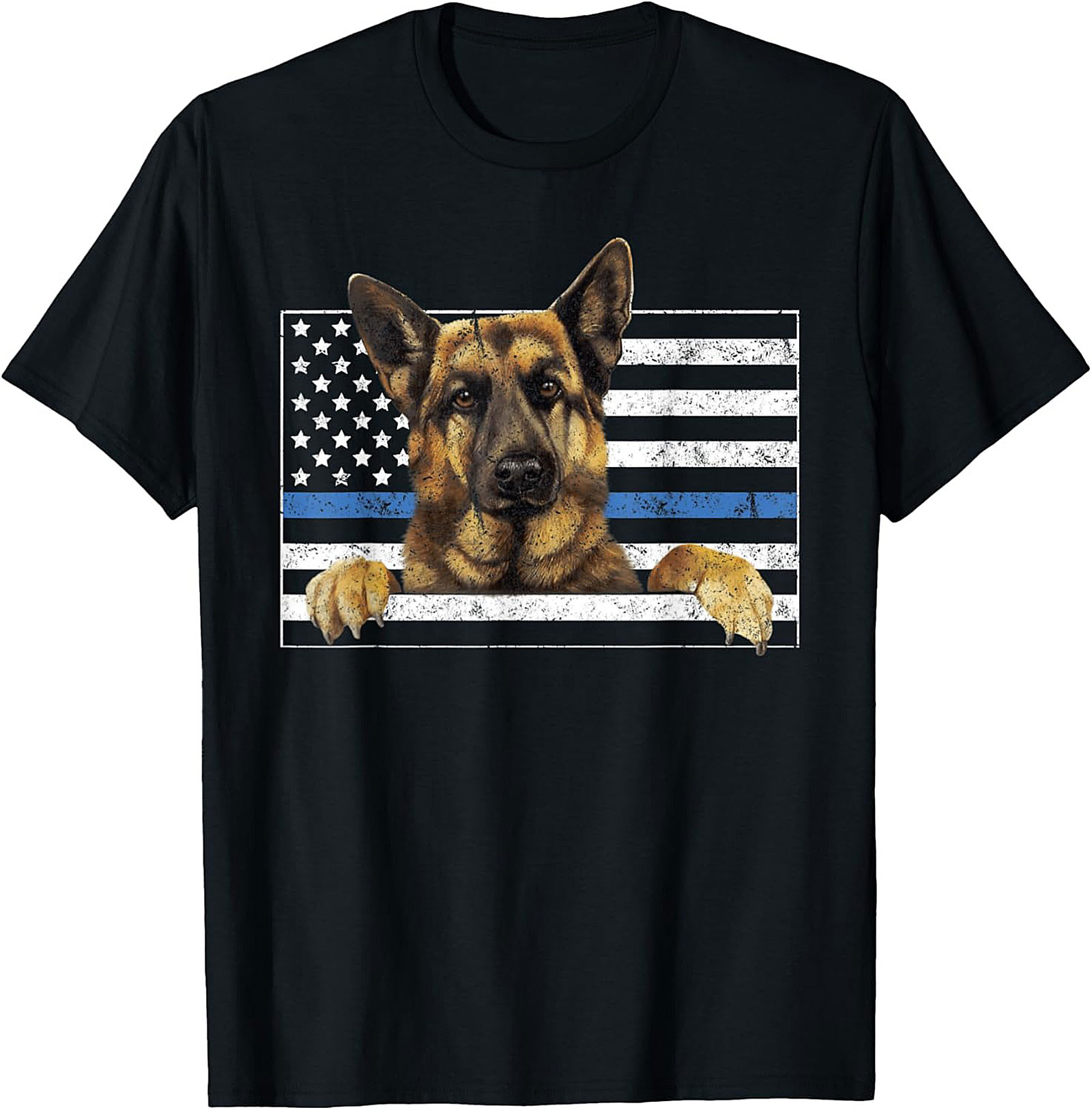 German Shepherd Thin Blue Line Flag Graphic Tee