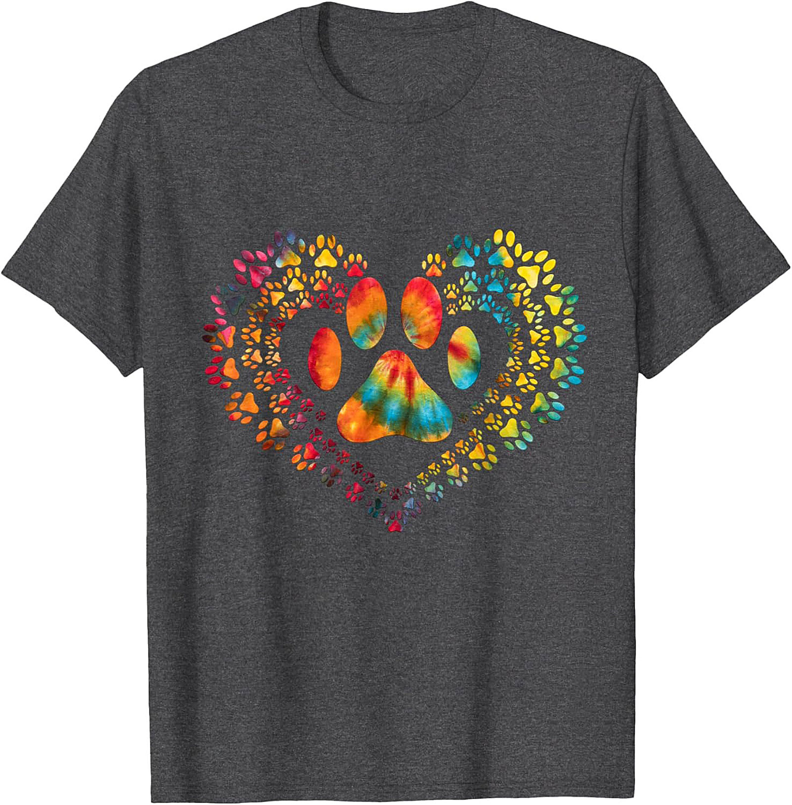 Tie Dye Paw Print Heart T-shirt | Colorful Pet Lover Graphic Tee