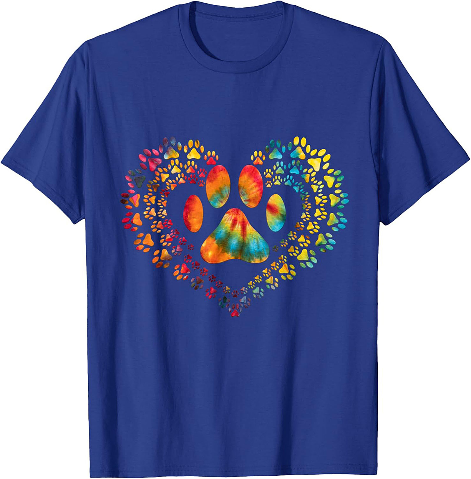 Tie Dye Paw Print Heart T-shirt | Colorful Pet Lover Graphic Tee