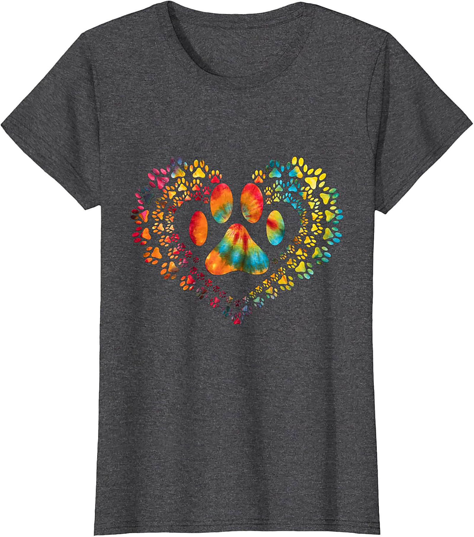 Tie Dye Paw Print Heart T-shirt | Colorful Pet Lover Graphic Tee