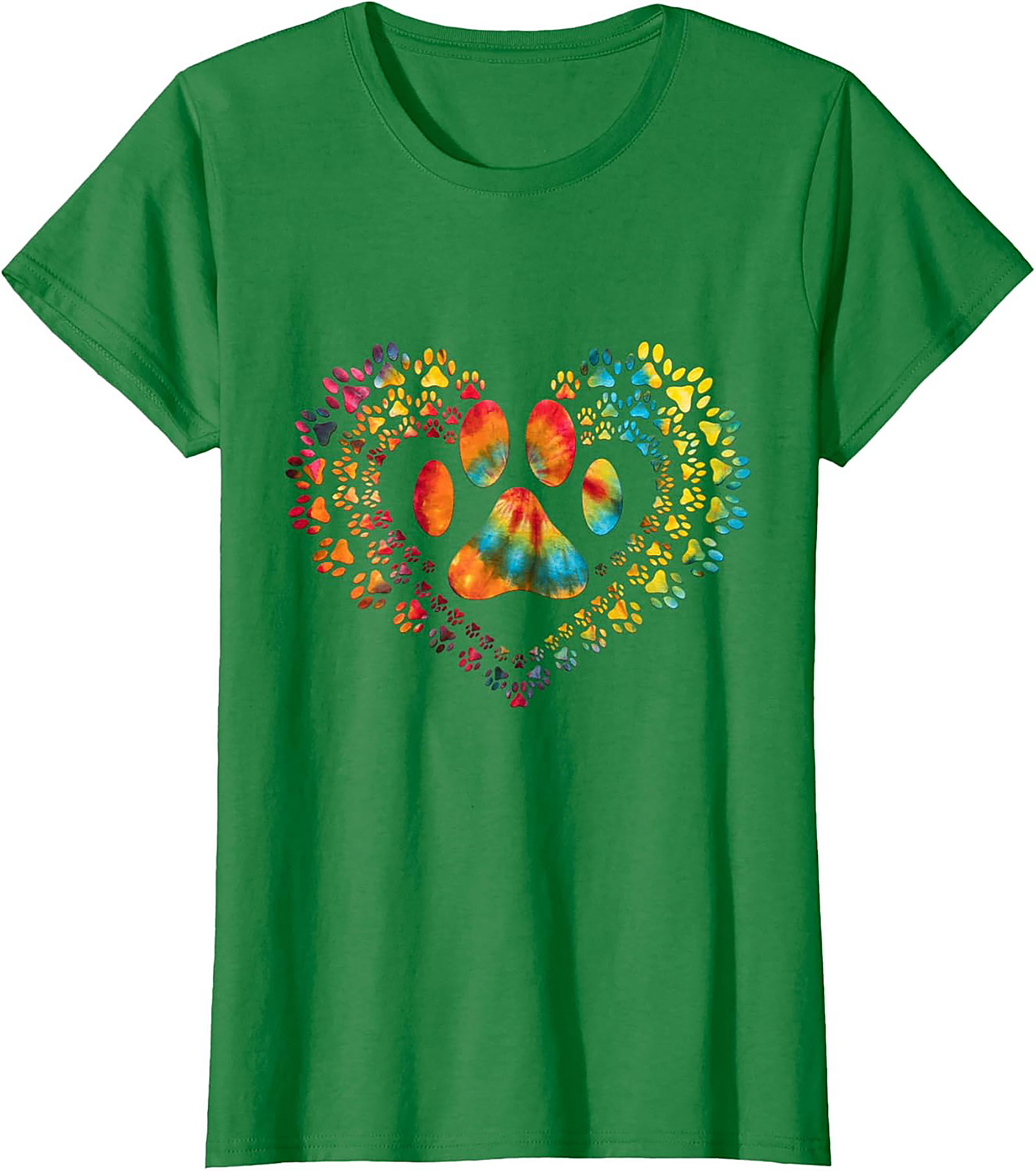 Tie Dye Paw Print Heart T-shirt | Colorful Pet Lover Graphic Tee