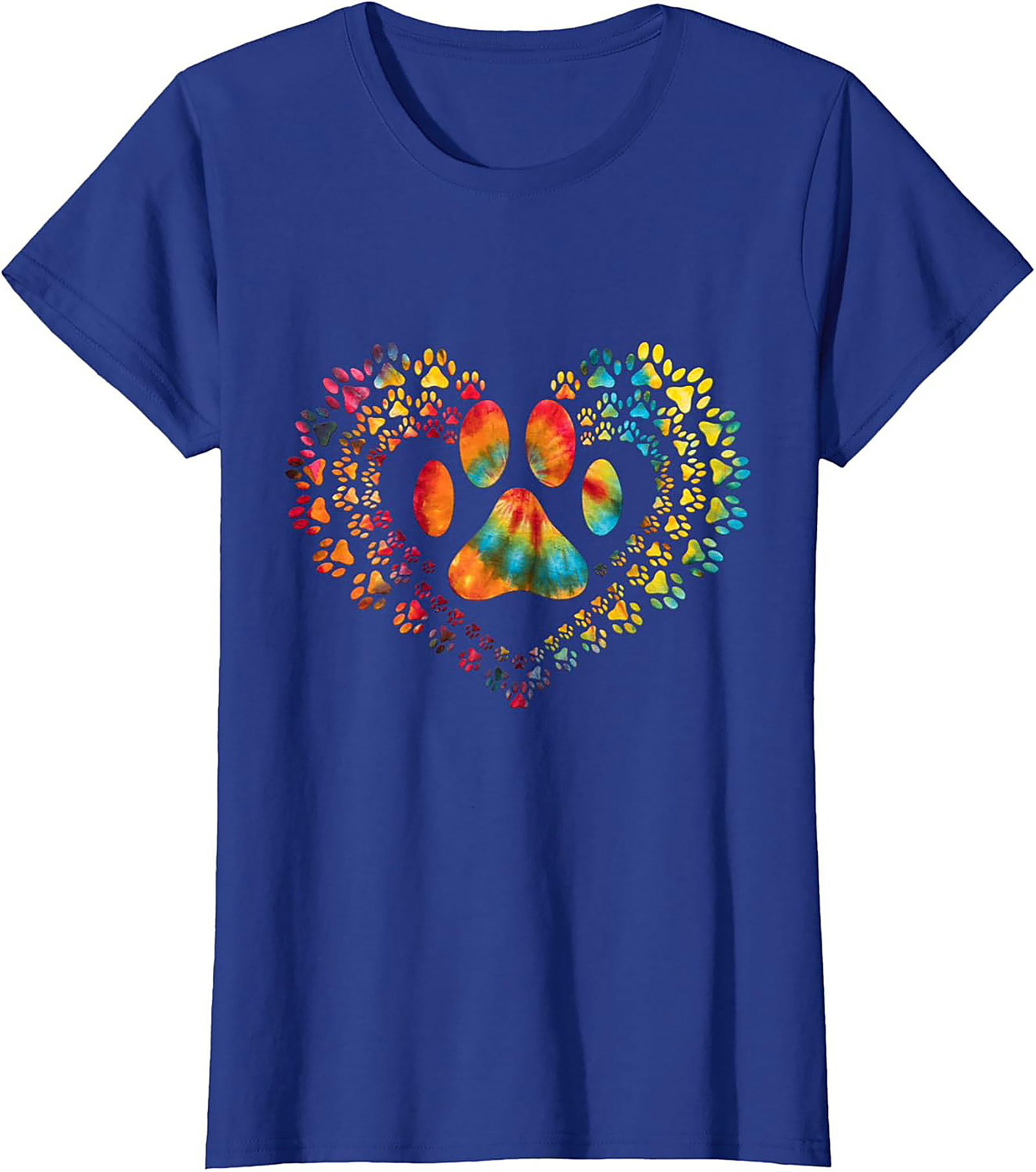 Tie Dye Paw Print Heart T-shirt | Colorful Pet Lover Graphic Tee