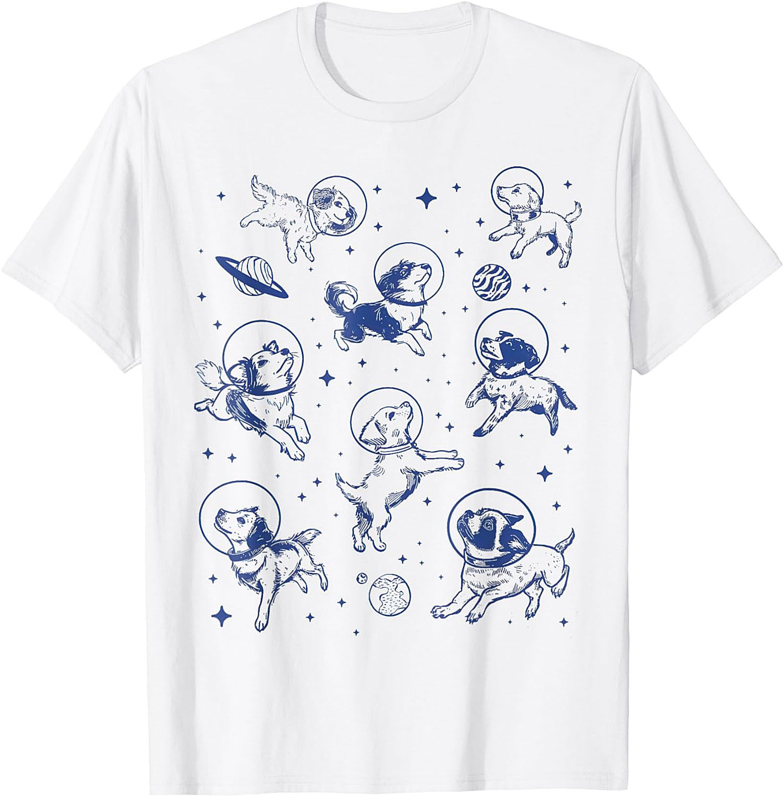 Astronaut Dog Graphic Tee: Cosmic Puppies Space Adventure Unisex Shirt