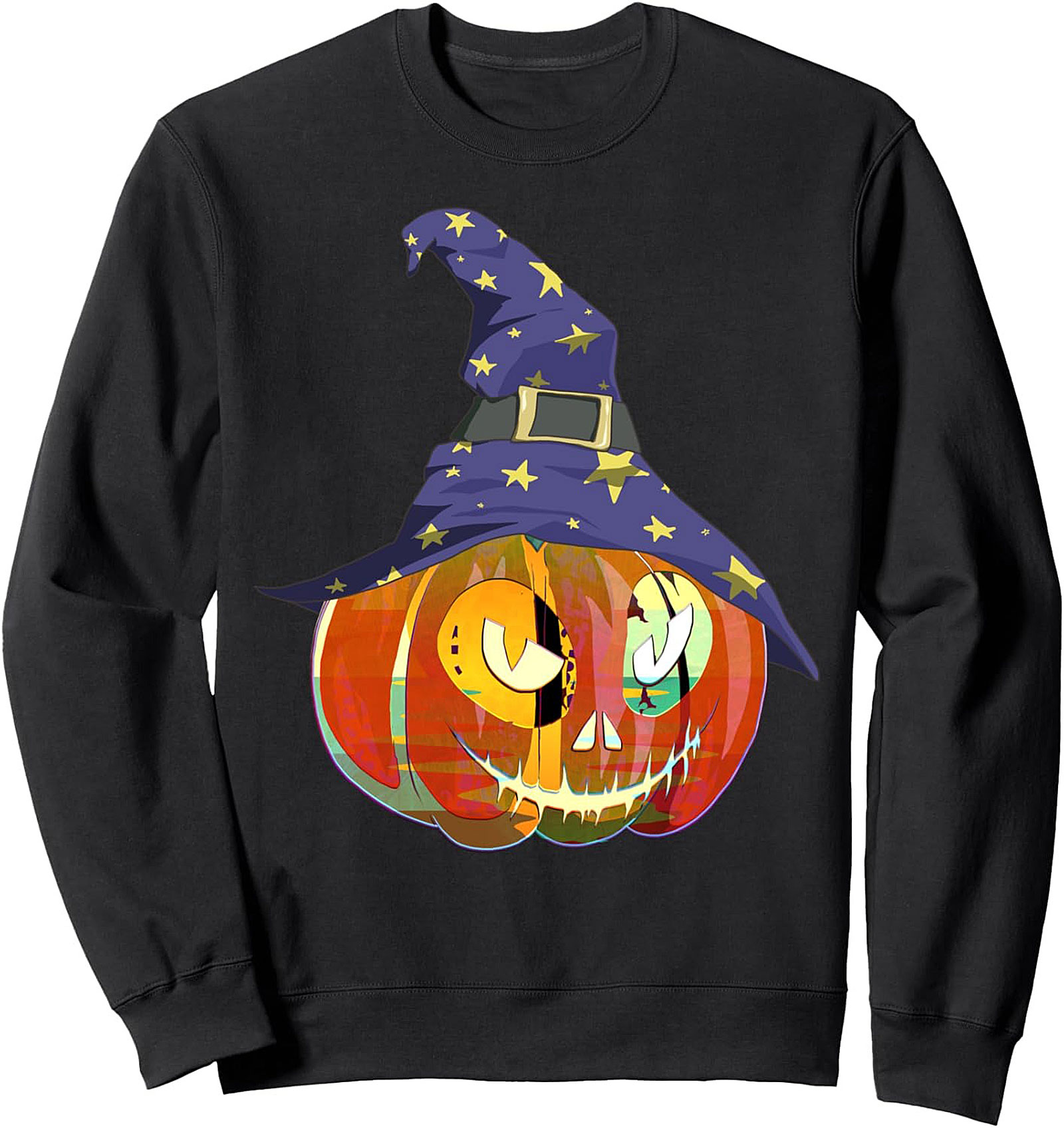 Psychedelic Wizard Pumpkin Crewneck Sweatshirt | Halloween Gift