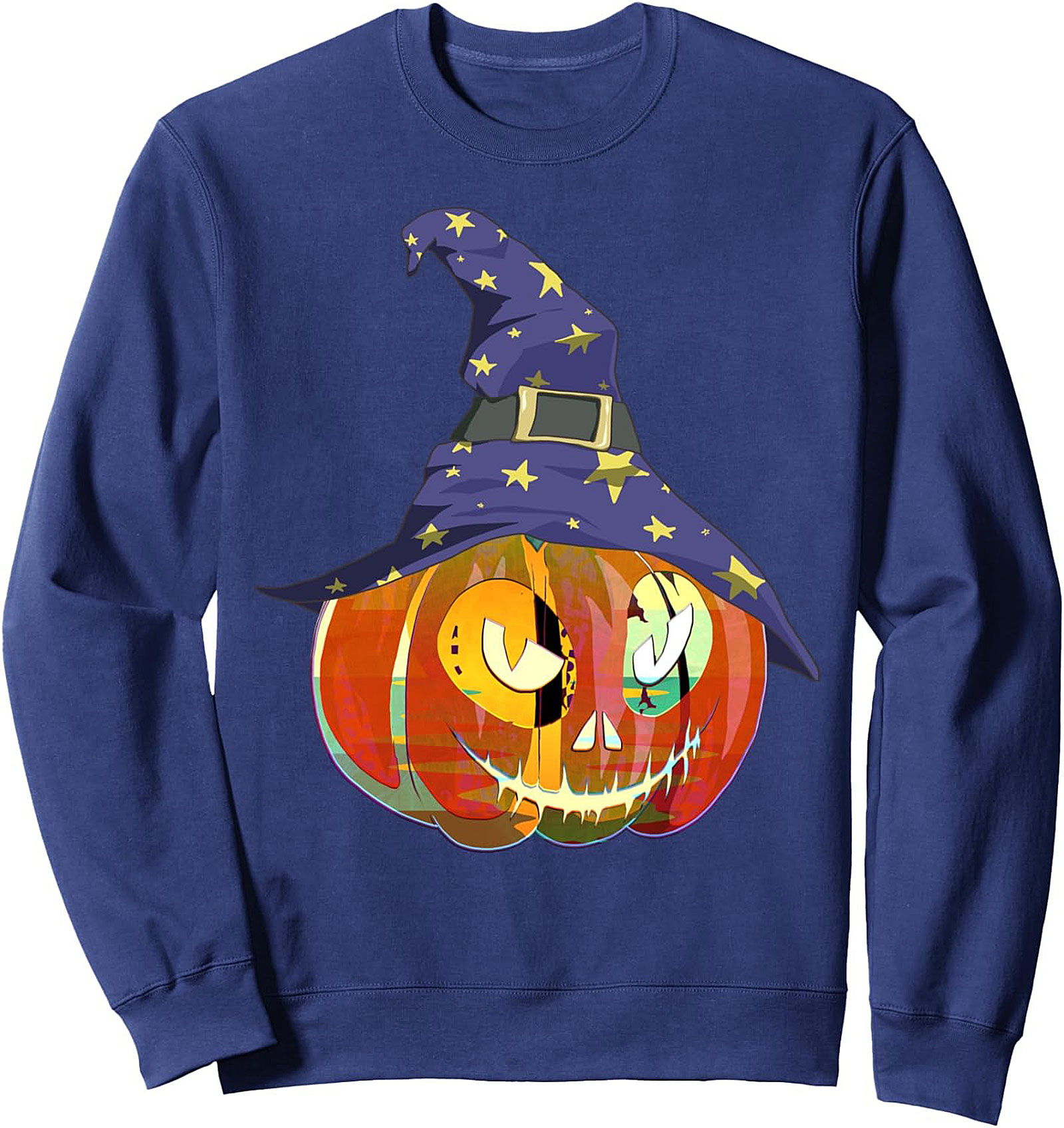 Psychedelic Wizard Pumpkin Crewneck Sweatshirt | Halloween Gift