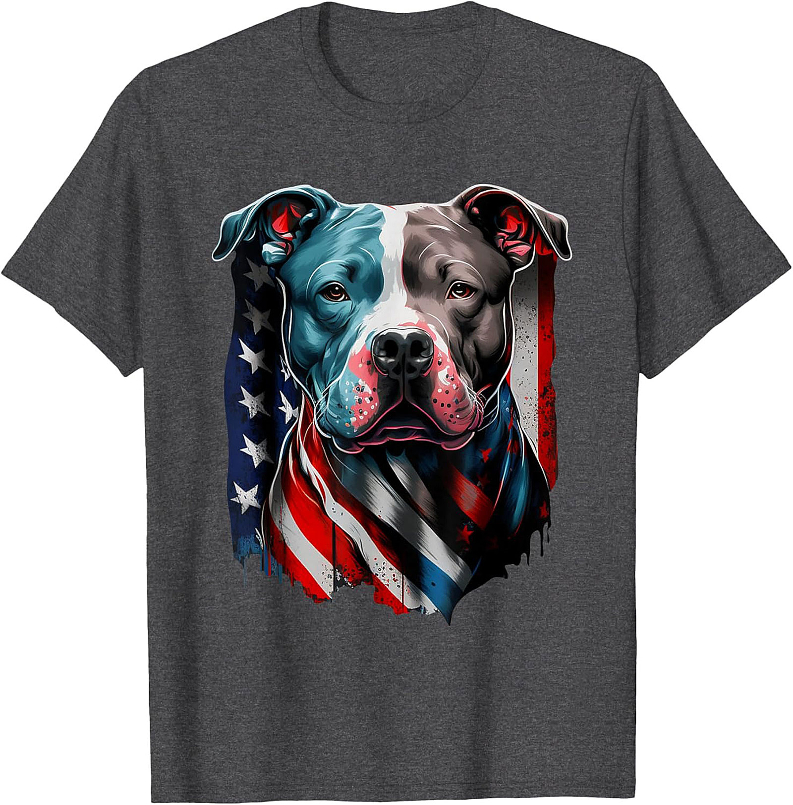 Patriotic Pitbull T-Shirt | American Flag Dog Graphic Tee