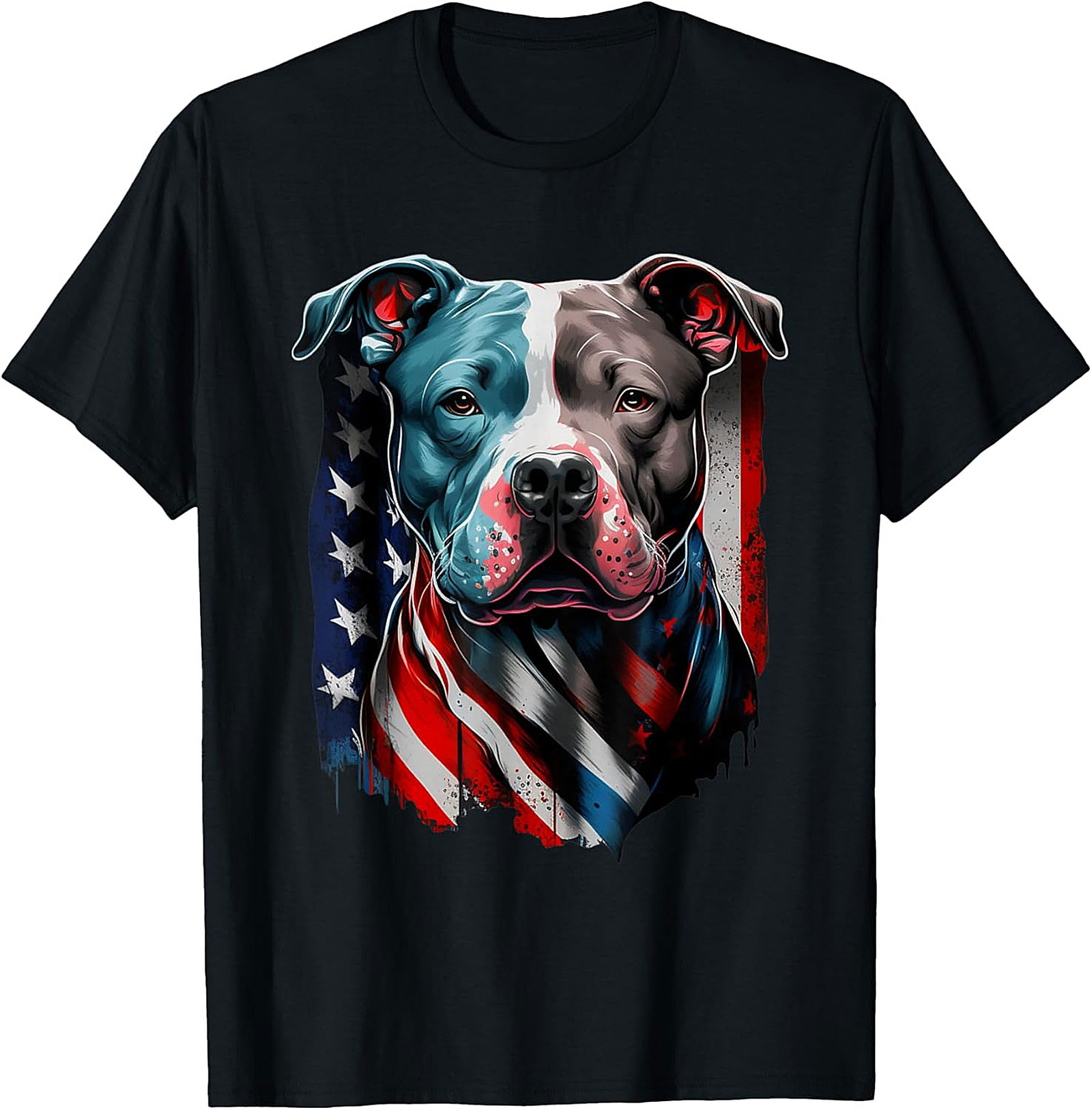 Patriotic Pitbull T-Shirt | American Flag Dog Graphic Tee
