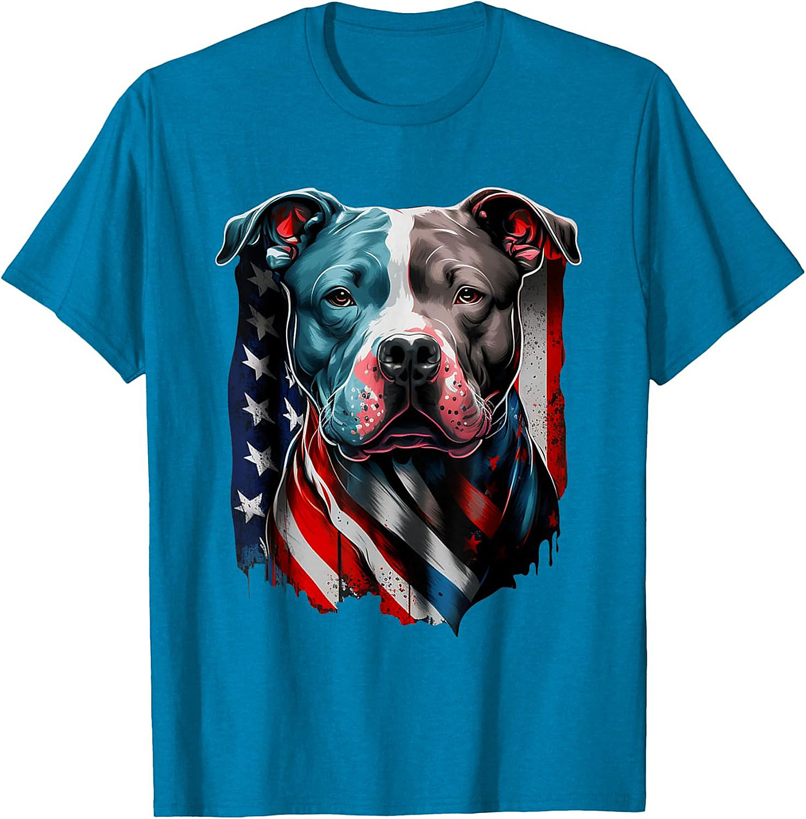 Patriotic Pitbull T-Shirt | American Flag Dog Graphic Tee