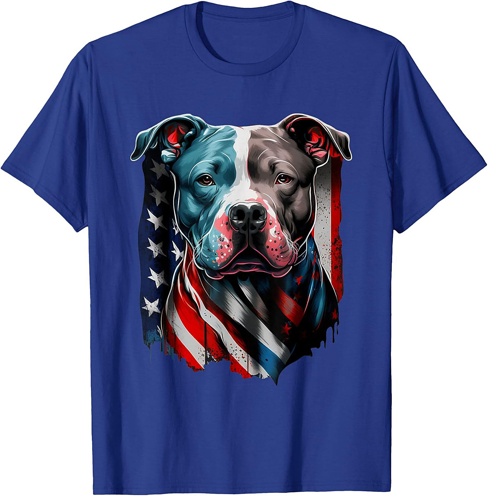 Patriotic Pitbull T-Shirt | American Flag Dog Graphic Tee