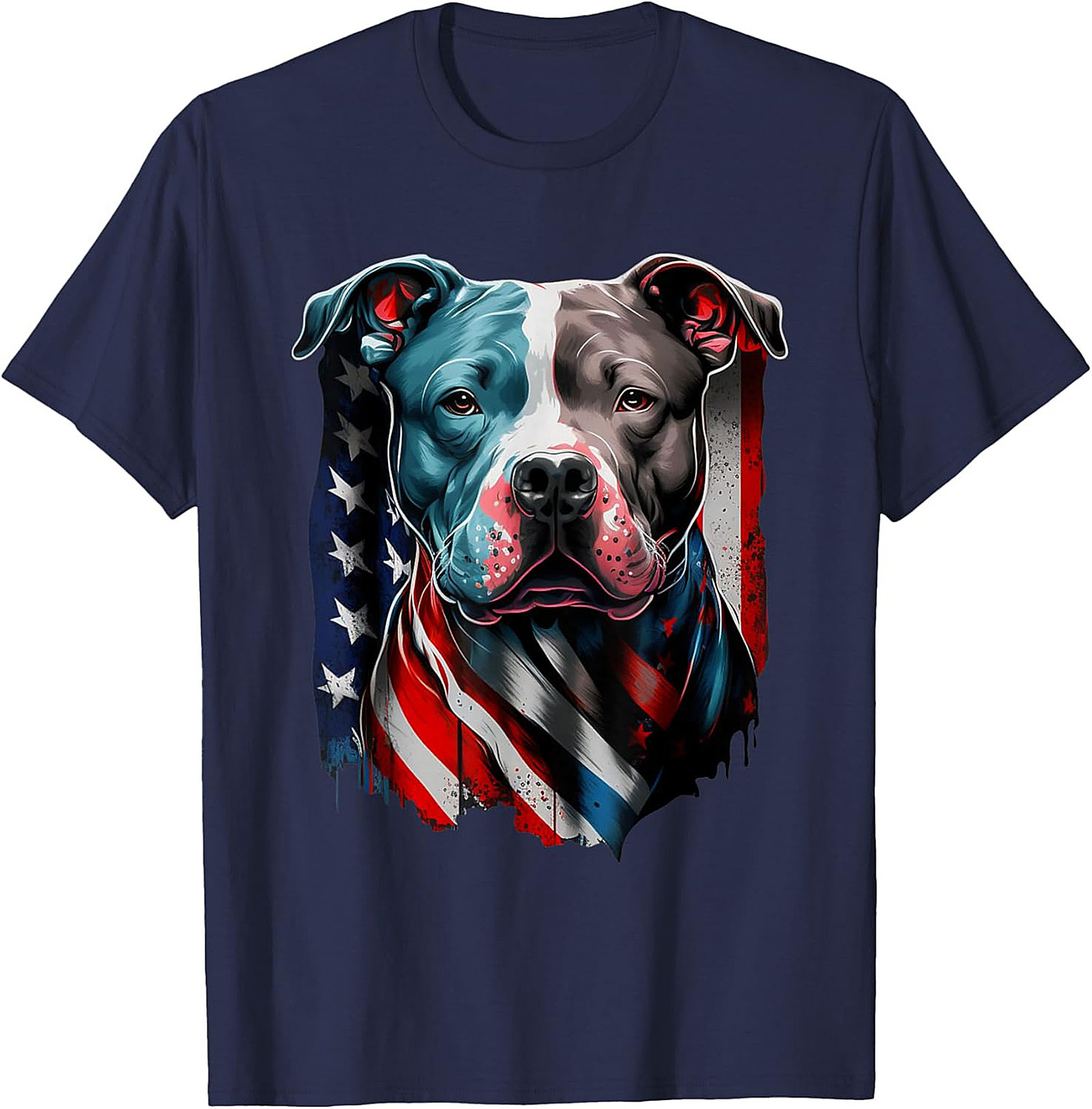 Patriotic Pitbull T-Shirt | American Flag Dog Graphic Tee