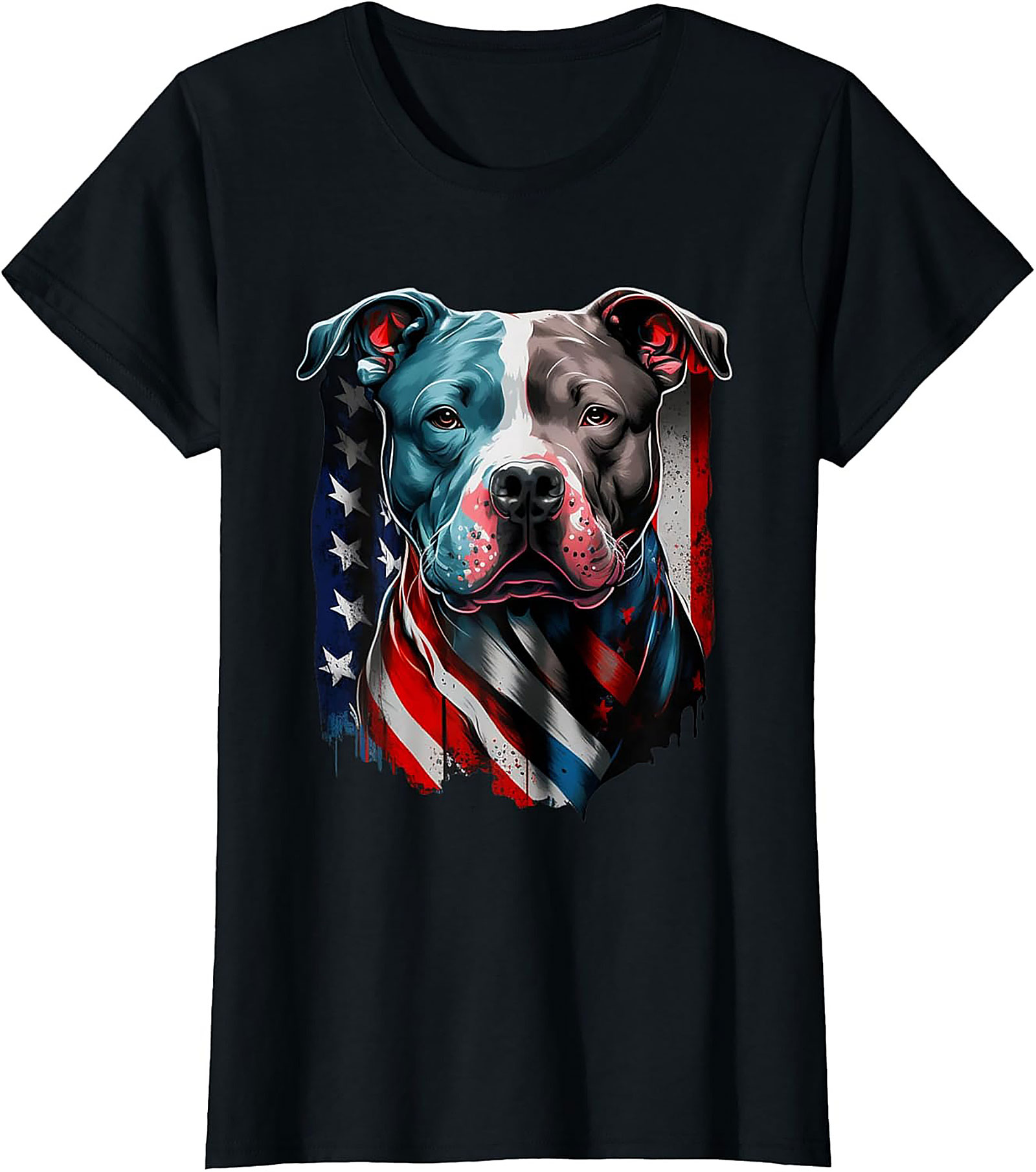 Patriotic Pitbull T-Shirt | American Flag Dog Graphic Tee