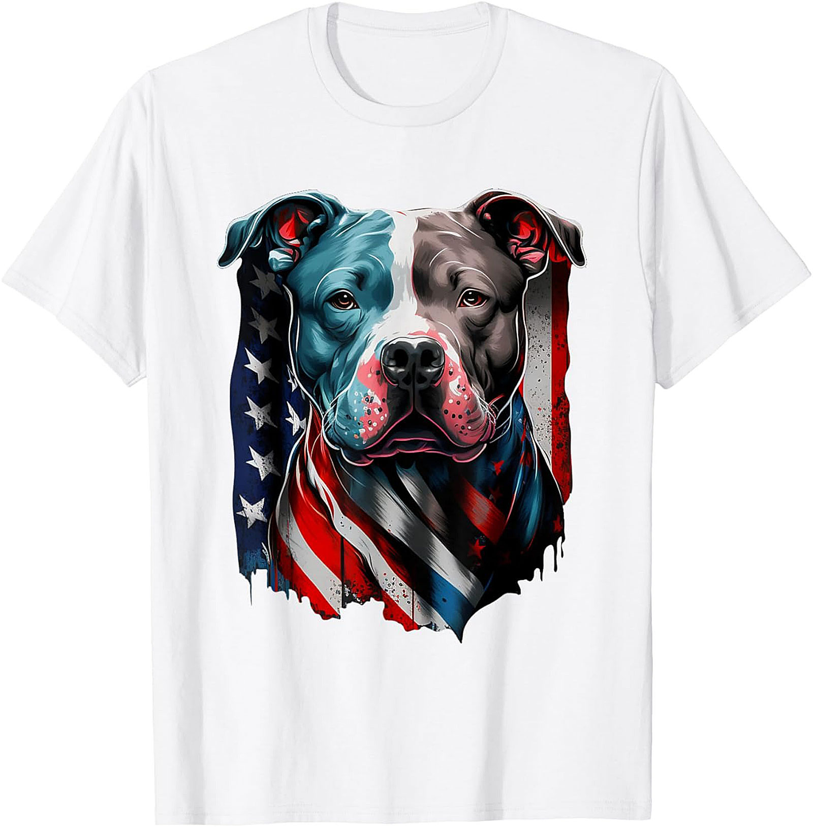 Patriotic Pitbull T-Shirt | American Flag Dog Graphic Tee