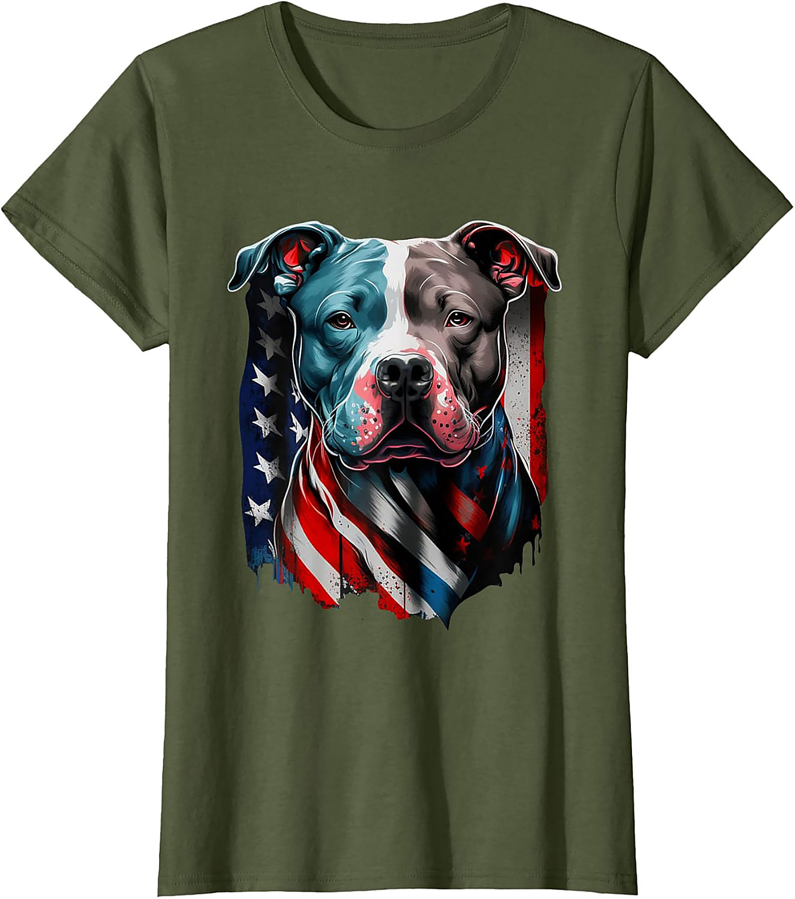 Patriotic Pitbull T-Shirt | American Flag Dog Graphic Tee