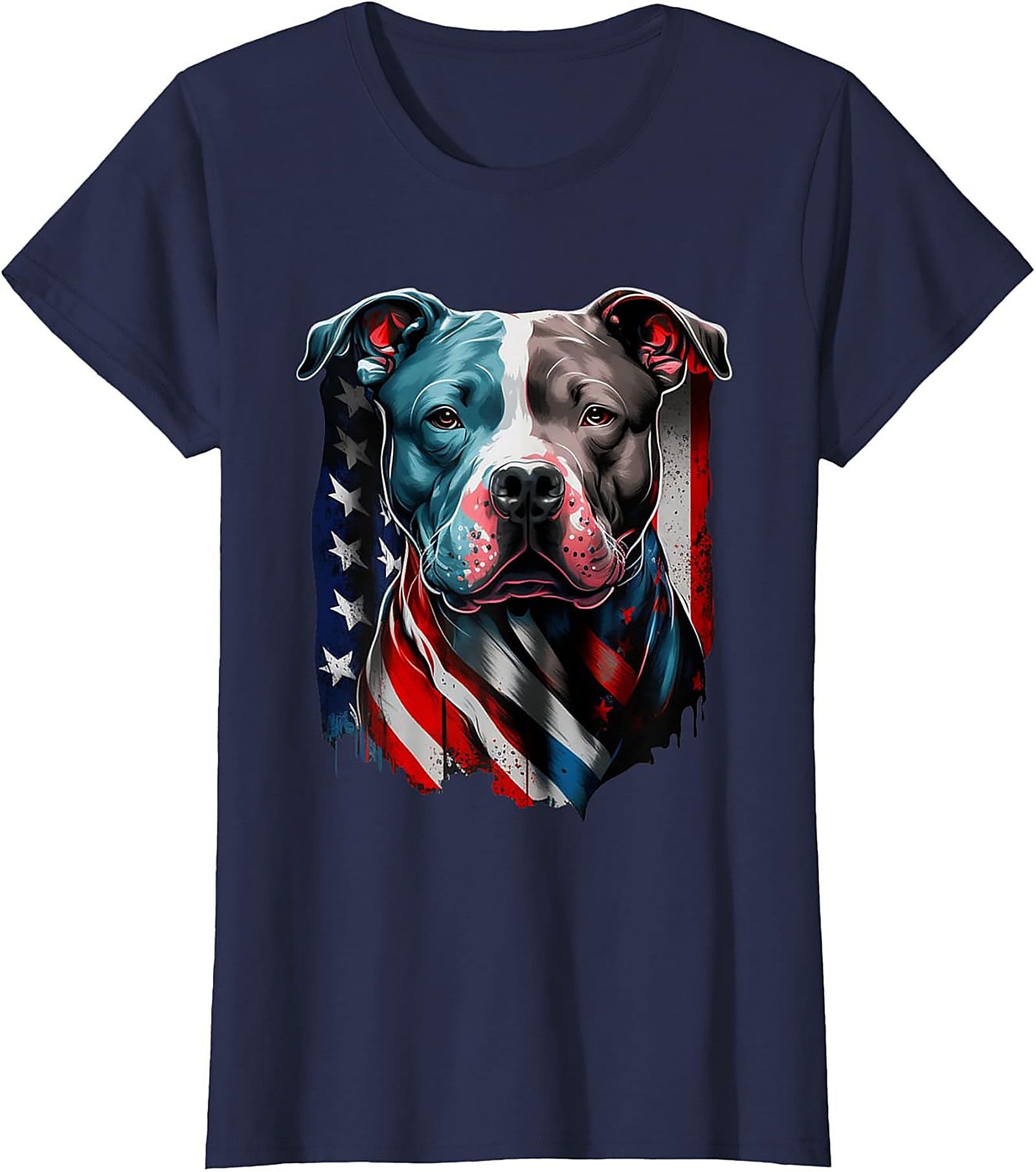 Patriotic Pitbull T-Shirt | American Flag Dog Graphic Tee