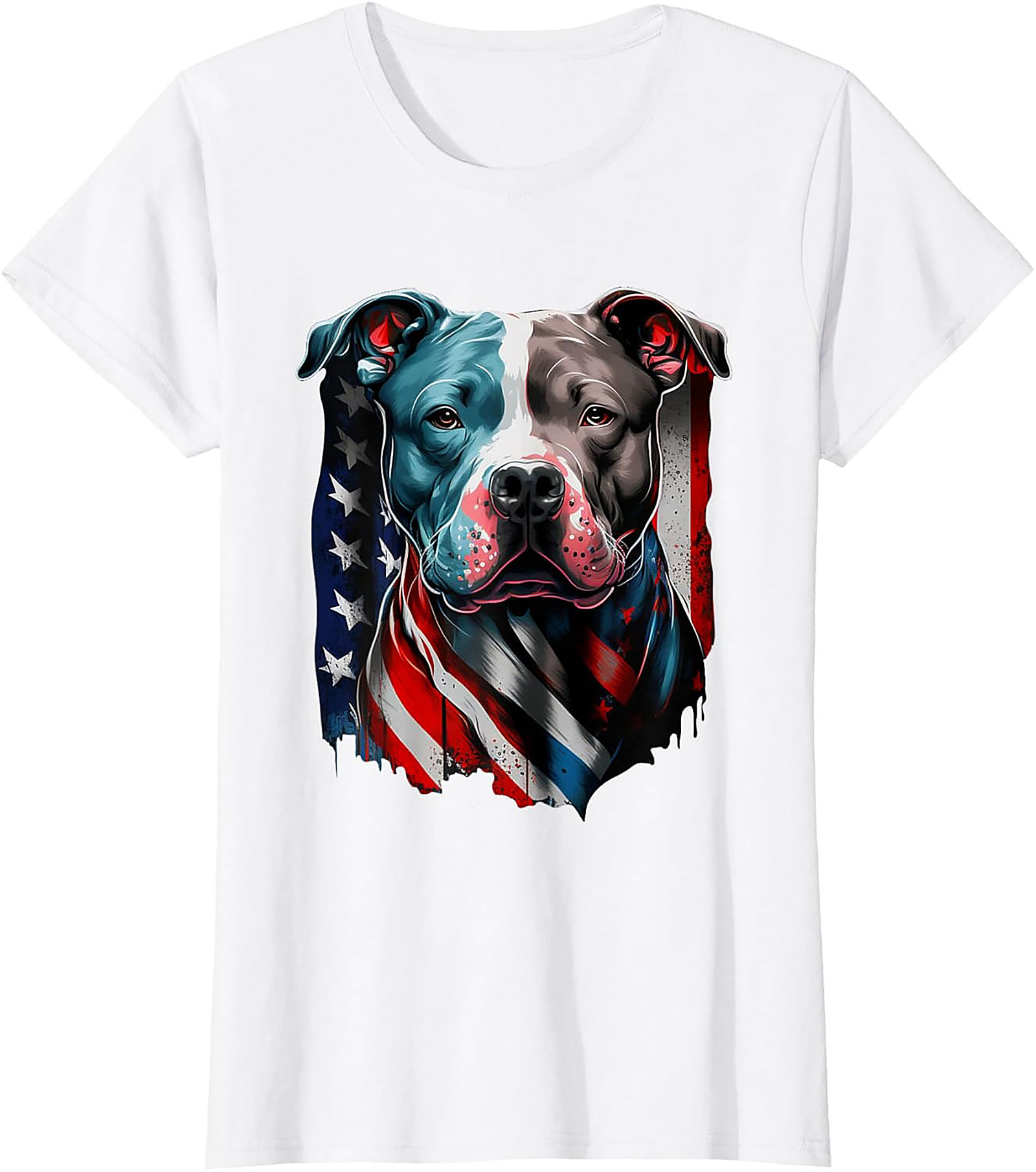 Patriotic Pitbull T-Shirt | American Flag Dog Graphic Tee