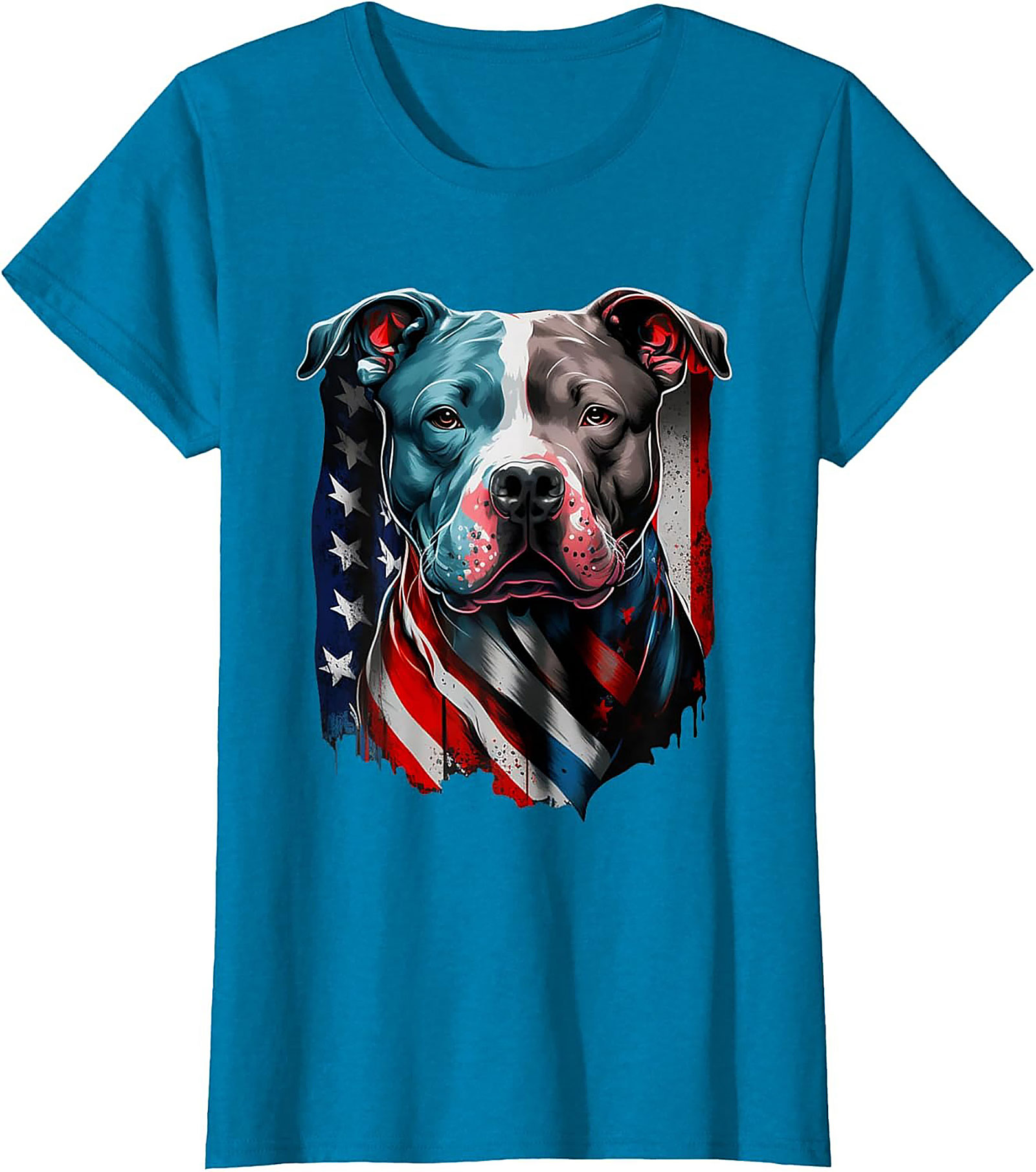 Patriotic Pitbull T-Shirt | American Flag Dog Graphic Tee