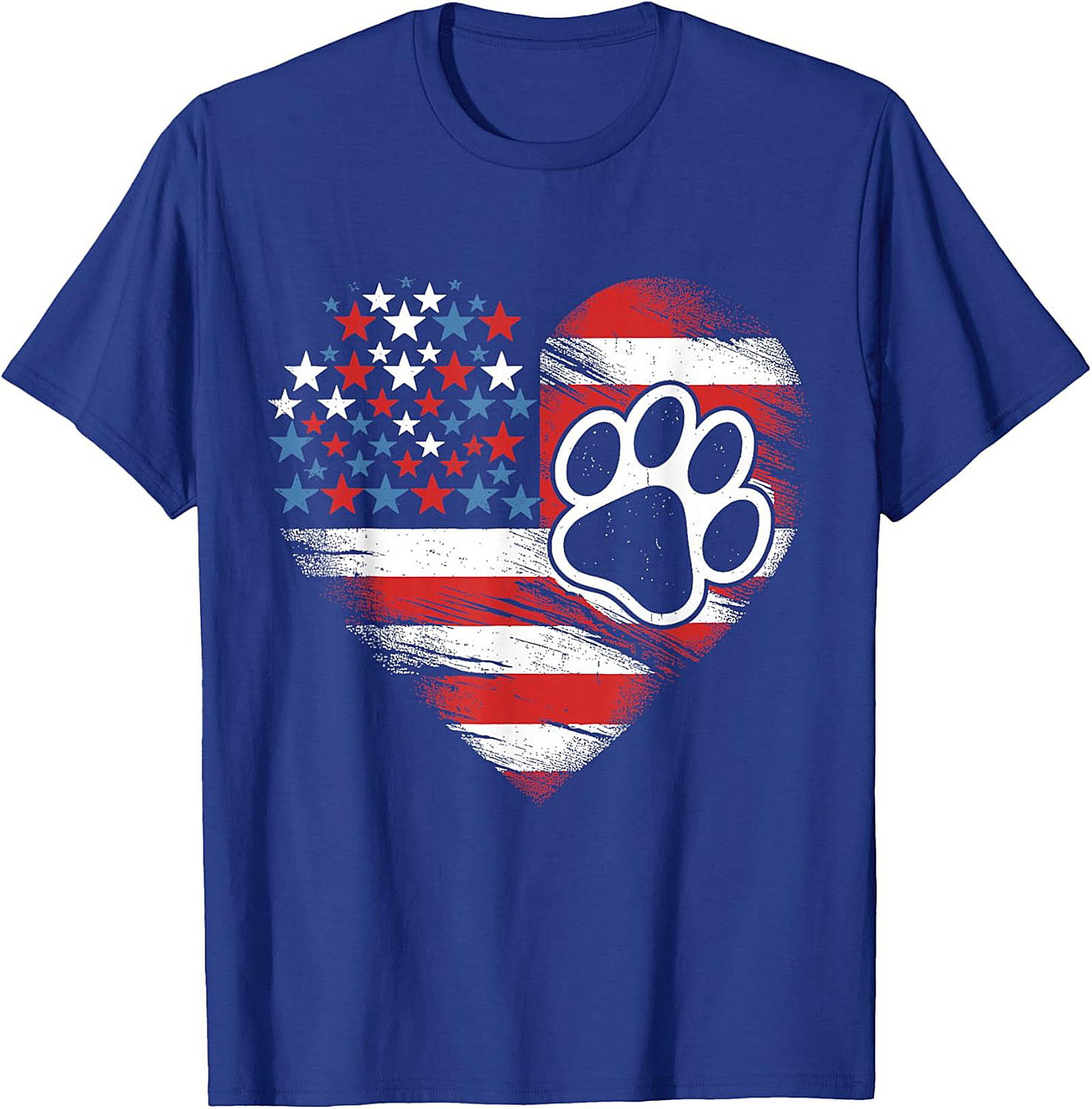 Patriotic Dog Lover T-Shirt | American Flag Heart Paw Print Graphic Tee