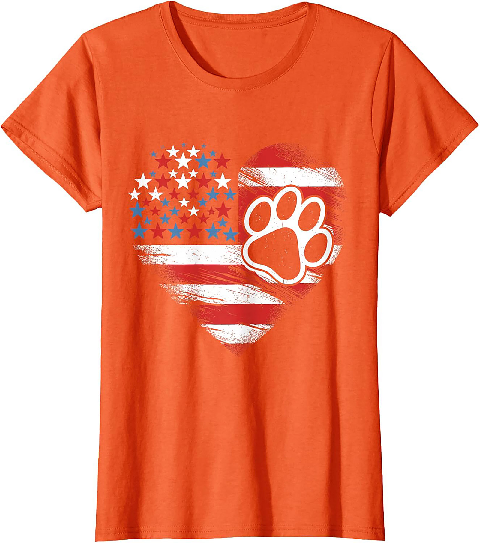 Patriotic Dog Lover T-Shirt | American Flag Heart Paw Print Graphic Tee