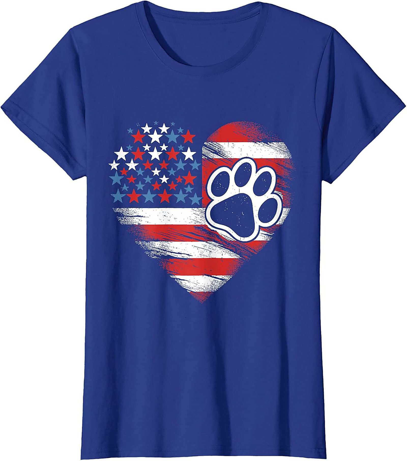 Patriotic Dog Lover T-Shirt | American Flag Heart Paw Print Graphic Tee