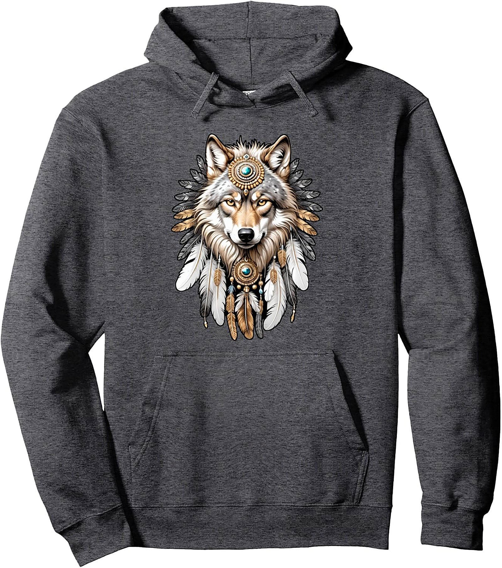 Majestic Spirit Wolf Pullover Hoodie Tribal Graphic