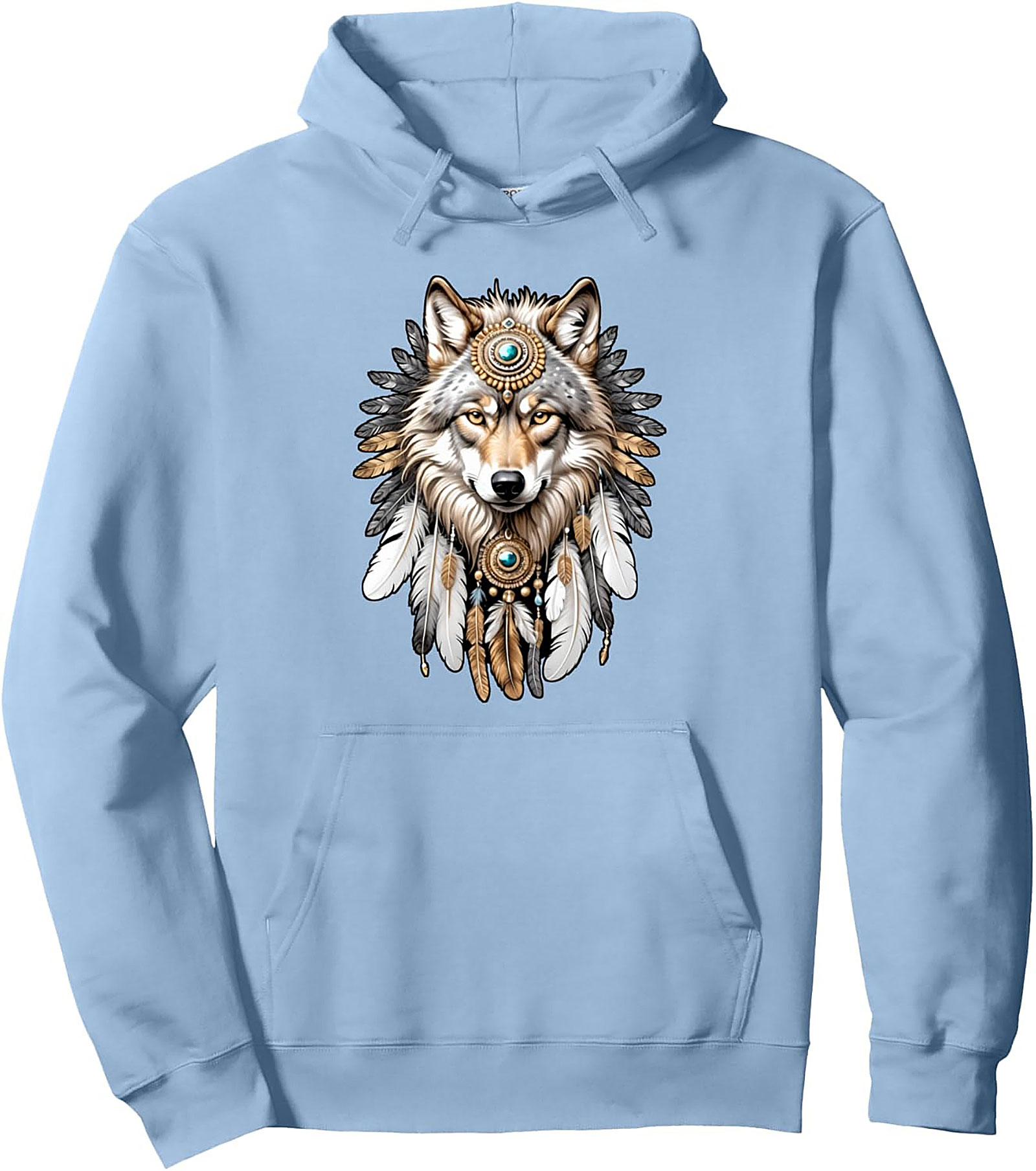 Majestic Spirit Wolf Pullover Hoodie Tribal Graphic
