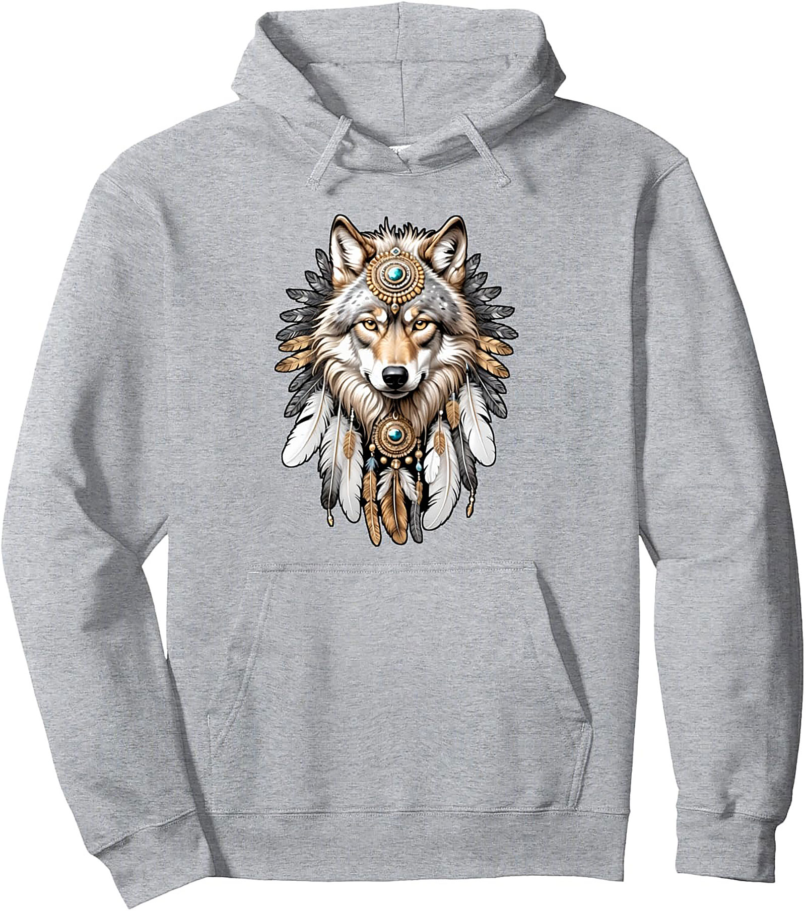 Majestic Spirit Wolf Pullover Hoodie Tribal Graphic