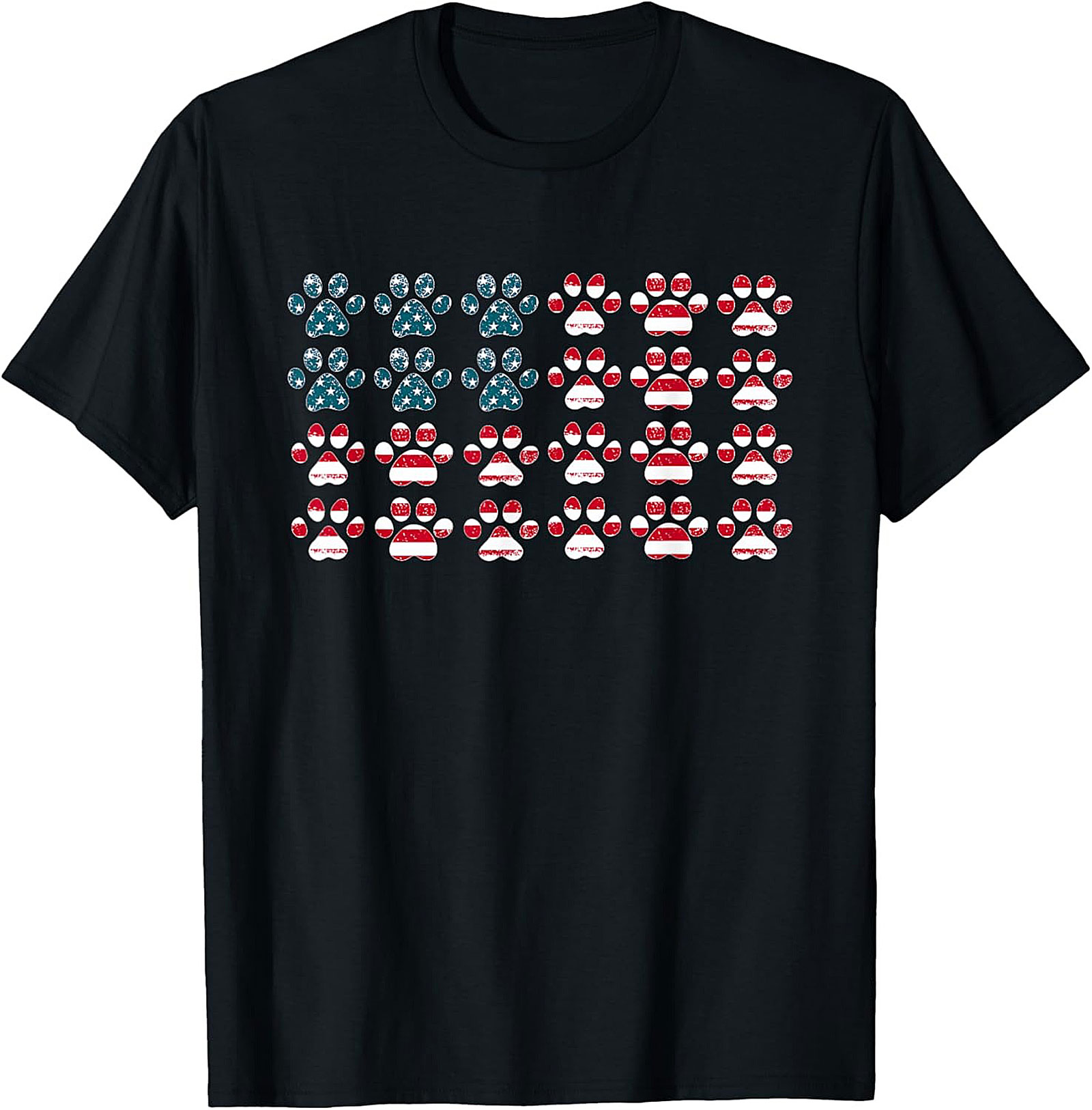 Patriotic Dog Paw American Flag Graphic Tee