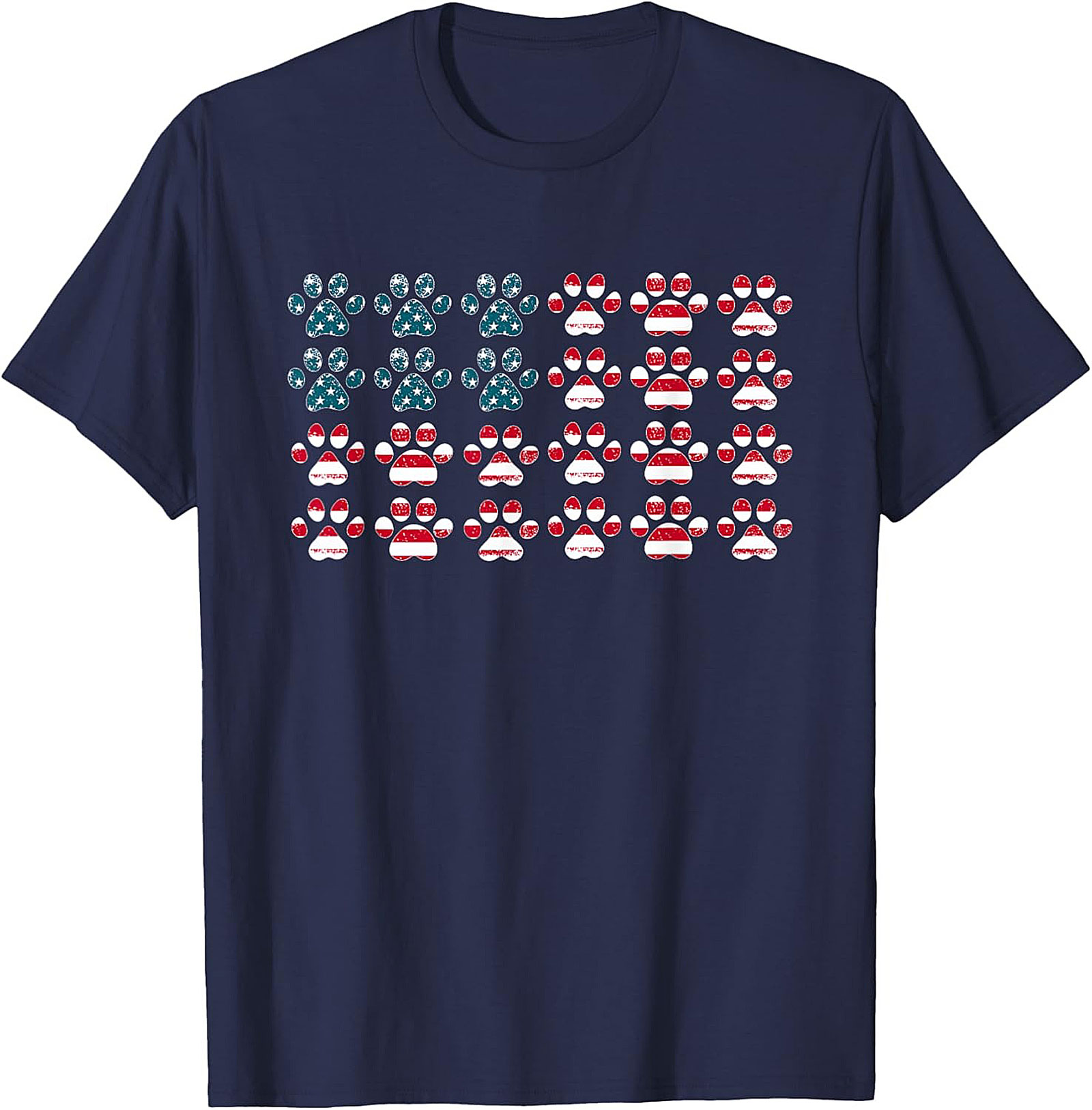 Patriotic Dog Paw American Flag Graphic Tee