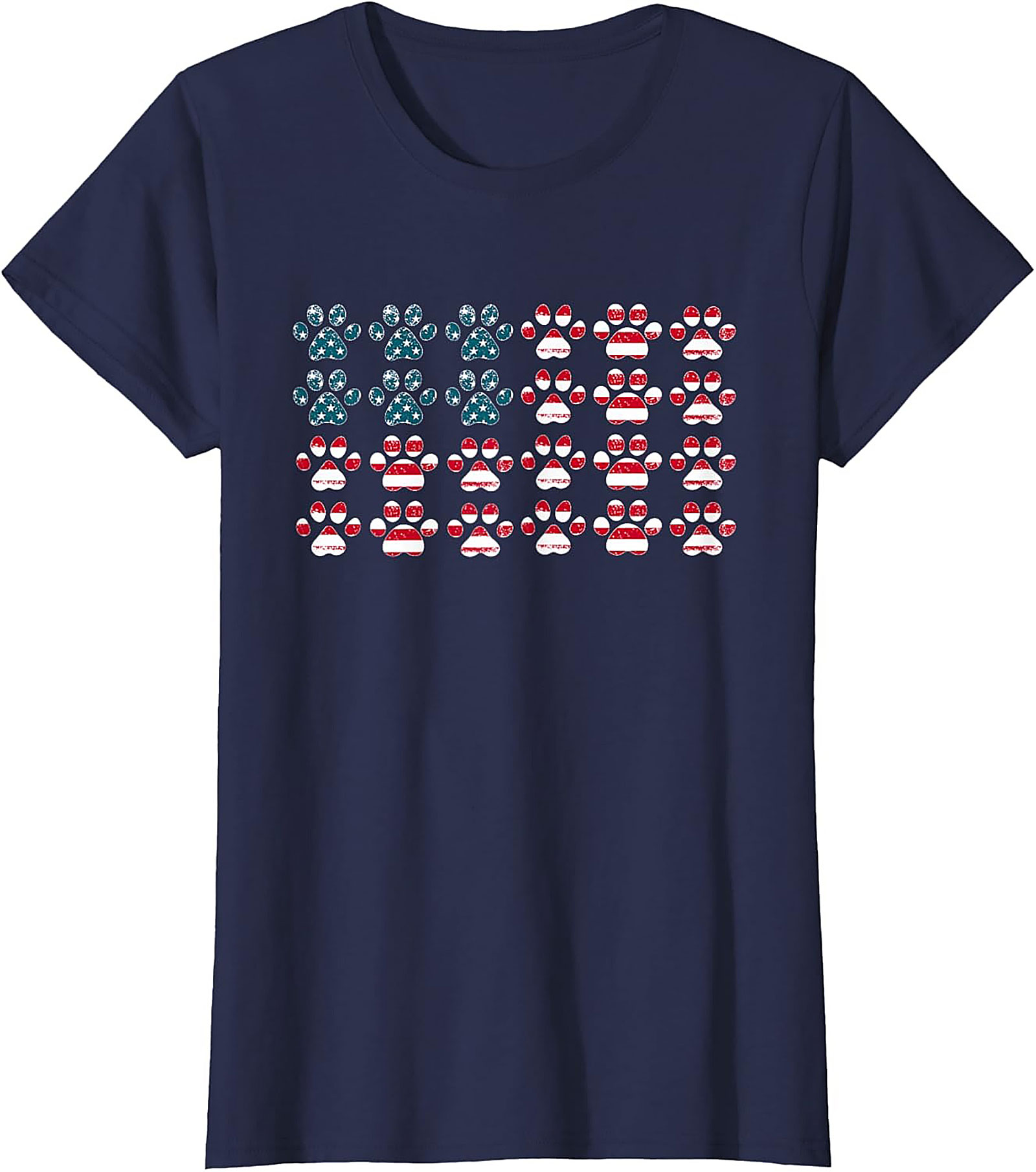 Patriotic Dog Paw American Flag Graphic Tee