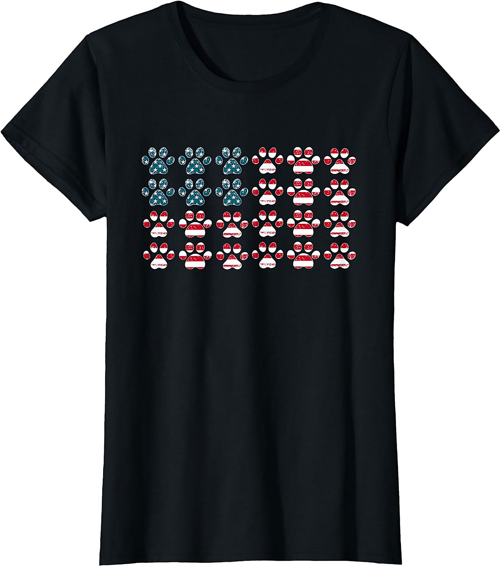 Patriotic Dog Paw American Flag Graphic Tee
