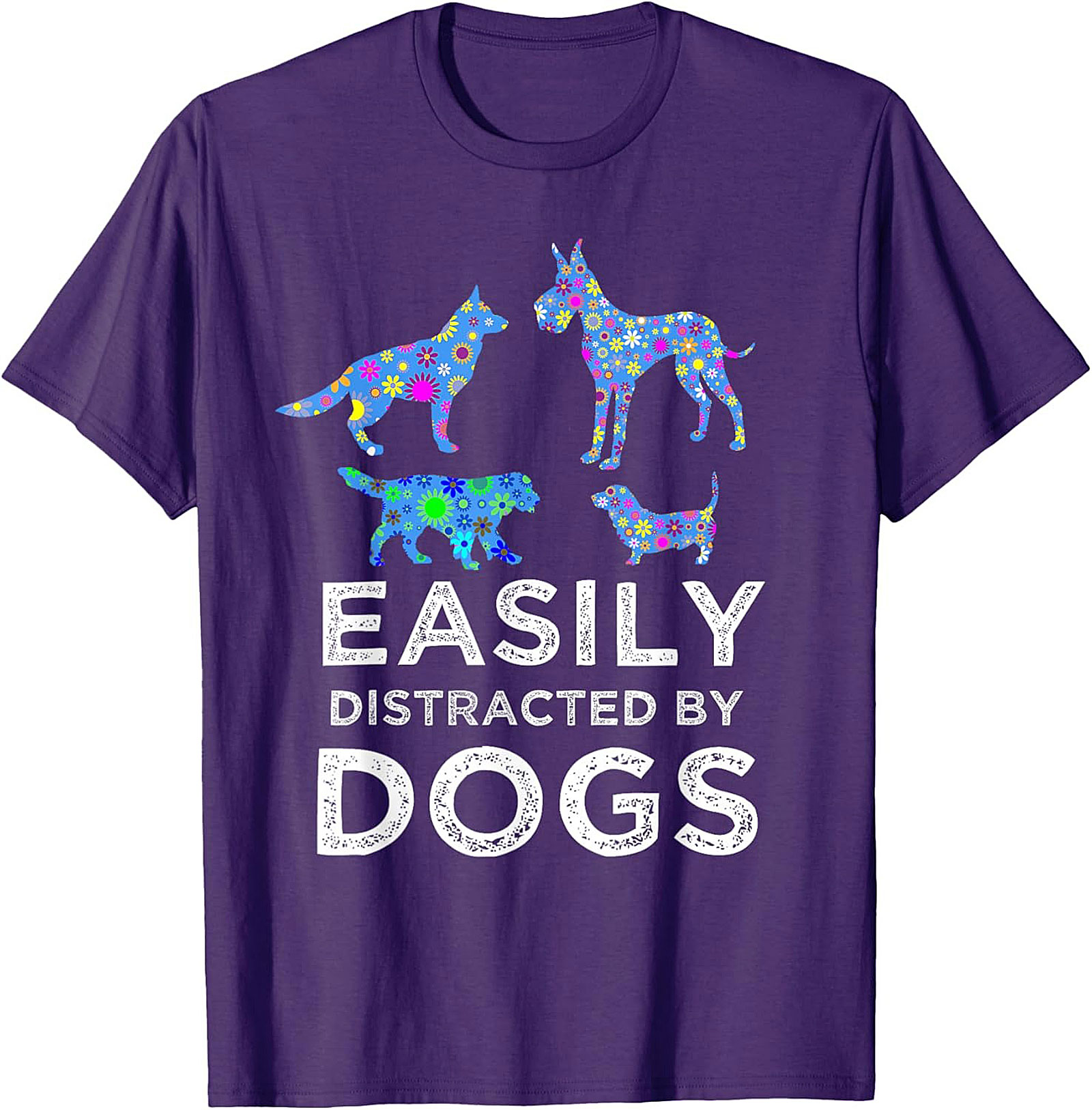 Easily Distracted By Dogs Graphic Tee | Psychedelic Dog Lover Unisex Shirt