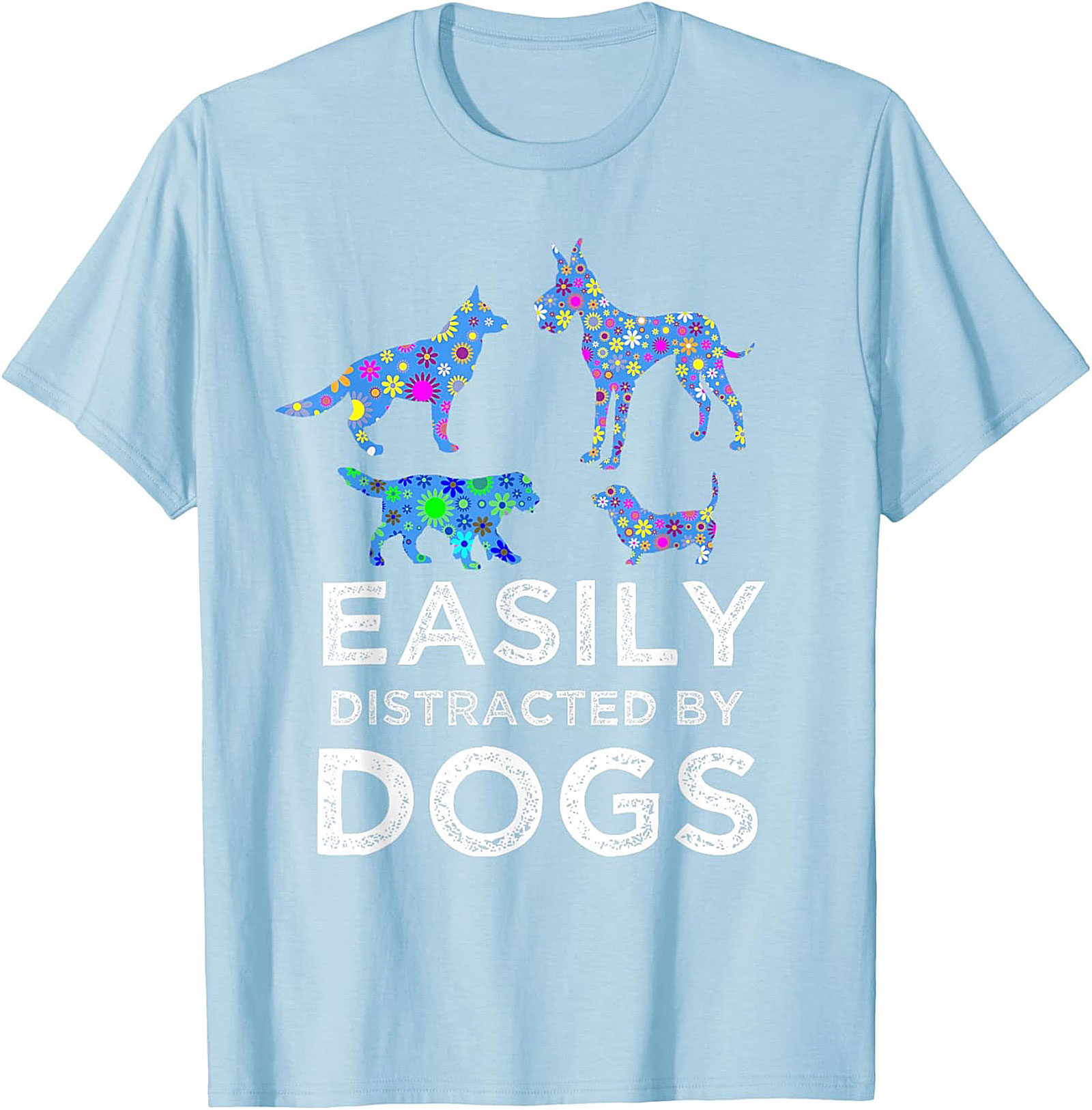 Easily Distracted By Dogs Graphic Tee | Psychedelic Dog Lover Unisex Shirt