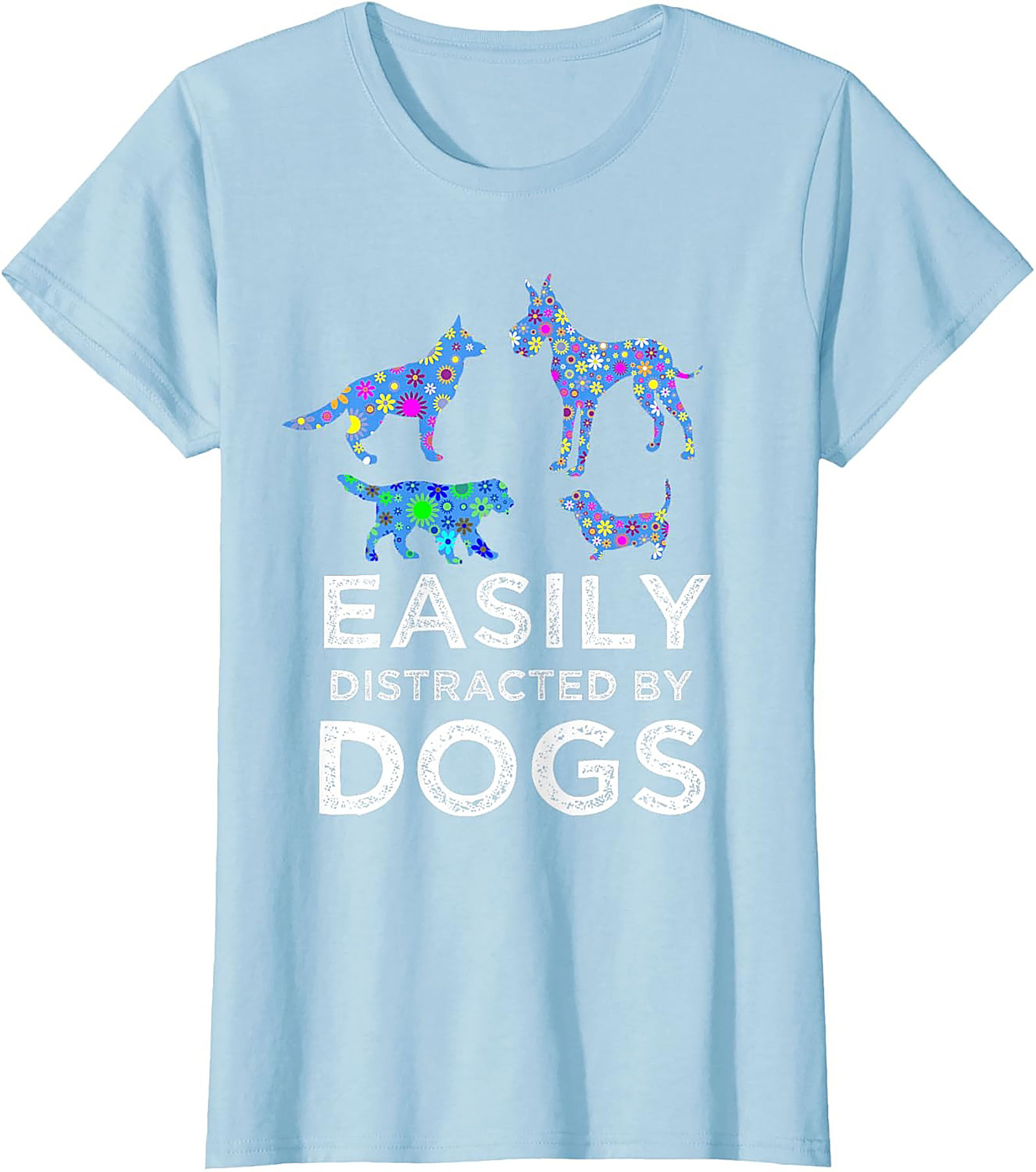 Easily Distracted By Dogs Graphic Tee | Psychedelic Dog Lover Unisex Shirt