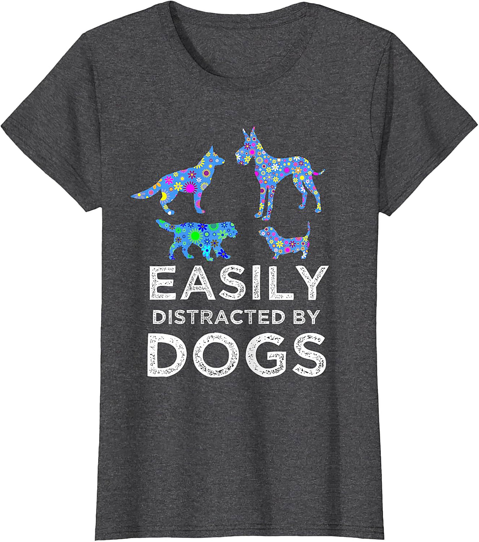 Easily Distracted By Dogs Graphic Tee | Psychedelic Dog Lover Unisex Shirt