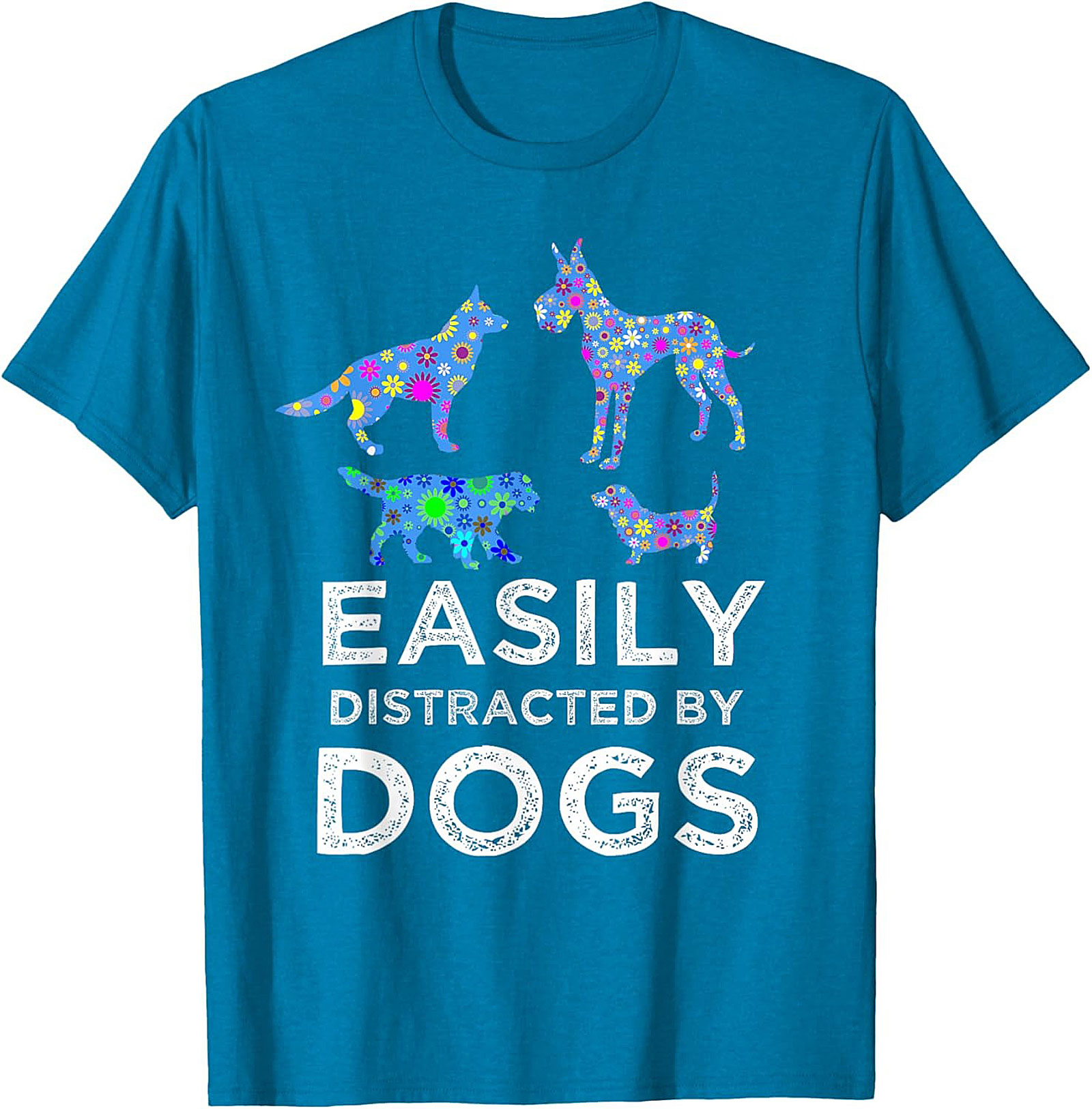 Easily Distracted By Dogs Graphic Tee | Psychedelic Dog Lover Unisex Shirt